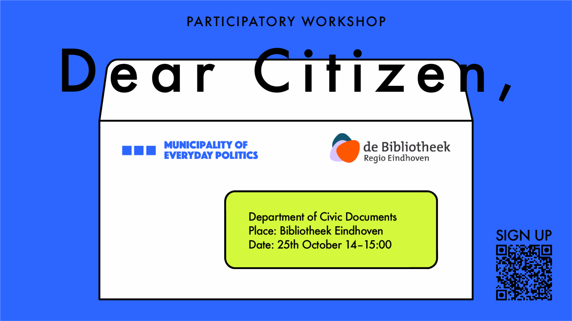 Upcoming workshop, Bibliotheek Eindhoven, 25 Oct.
