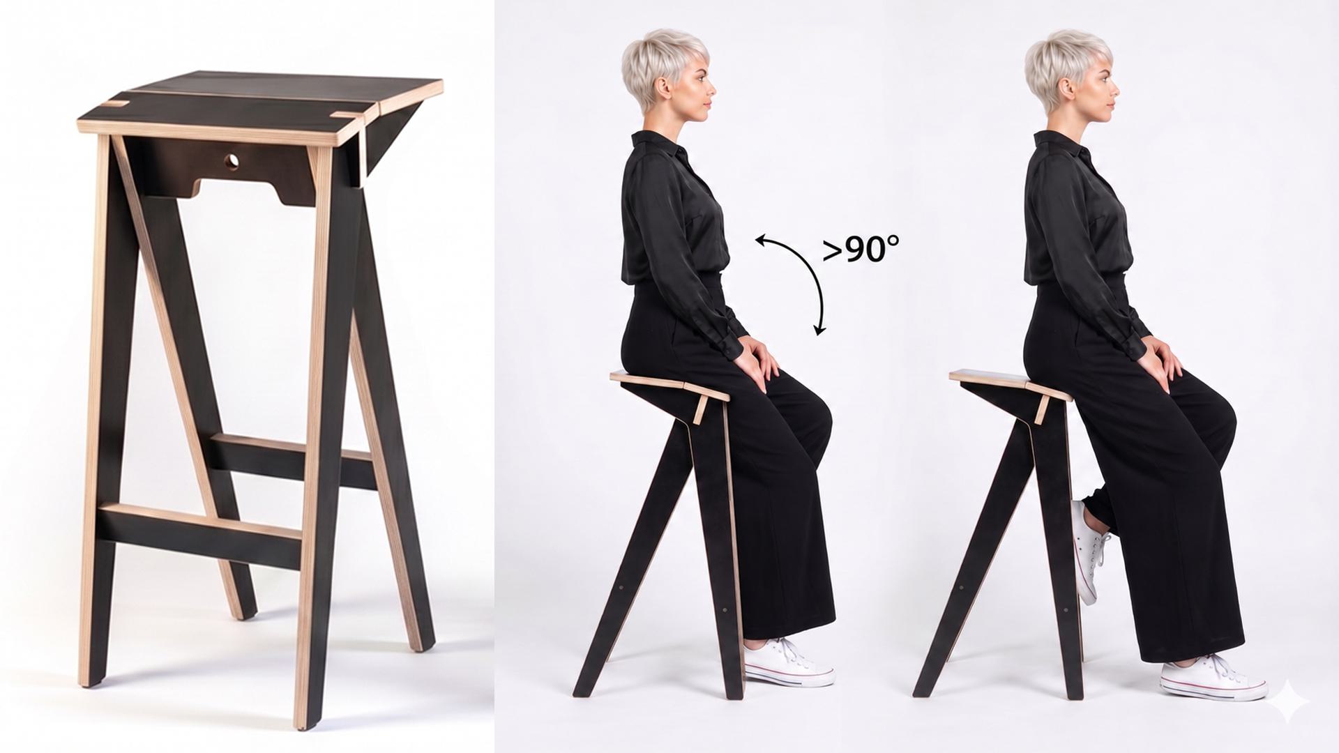 Eco-Grutto Lean-Sit-Stool, active, healthy posture
