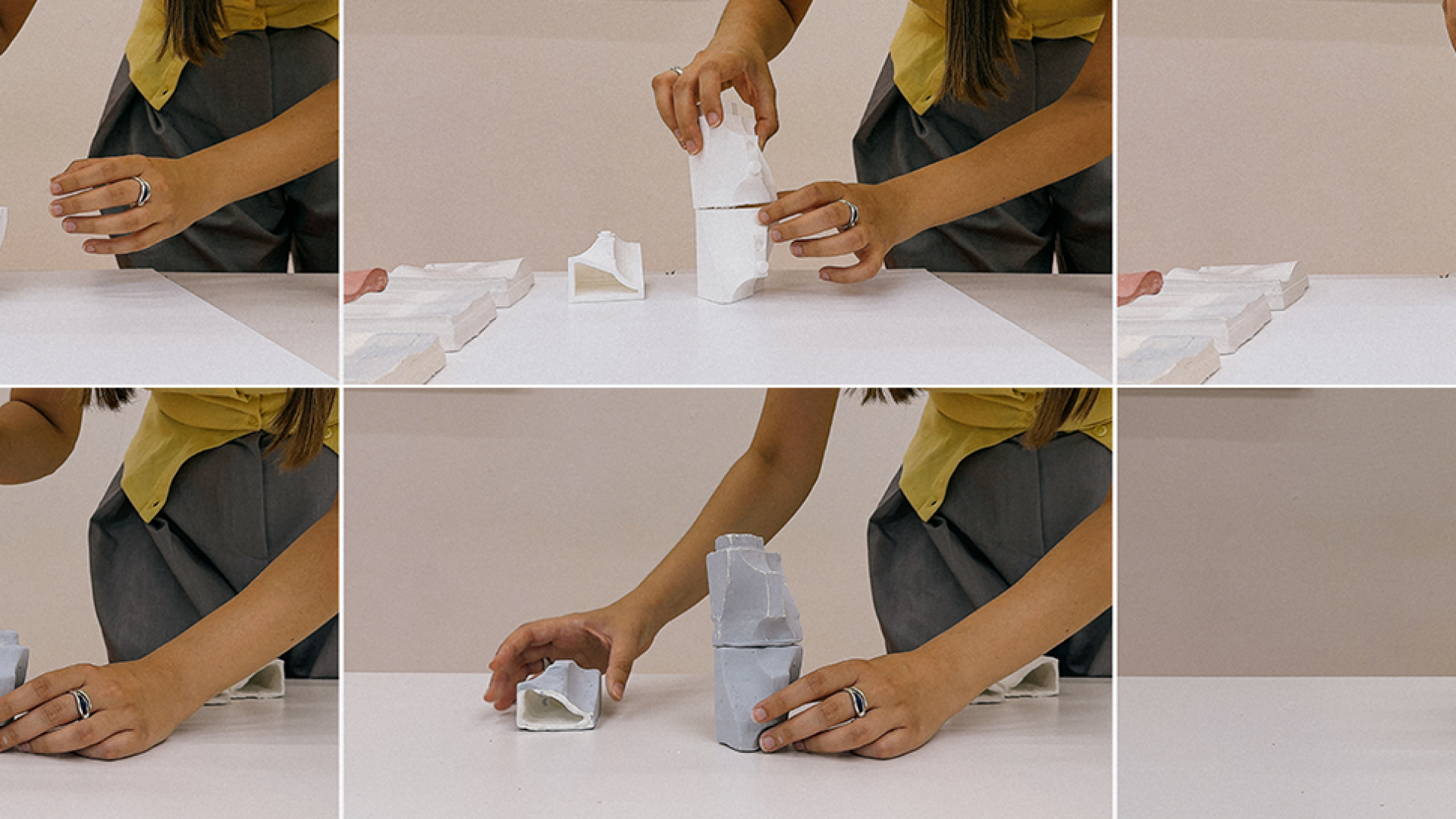 Assembly of interlocking ceramic modules