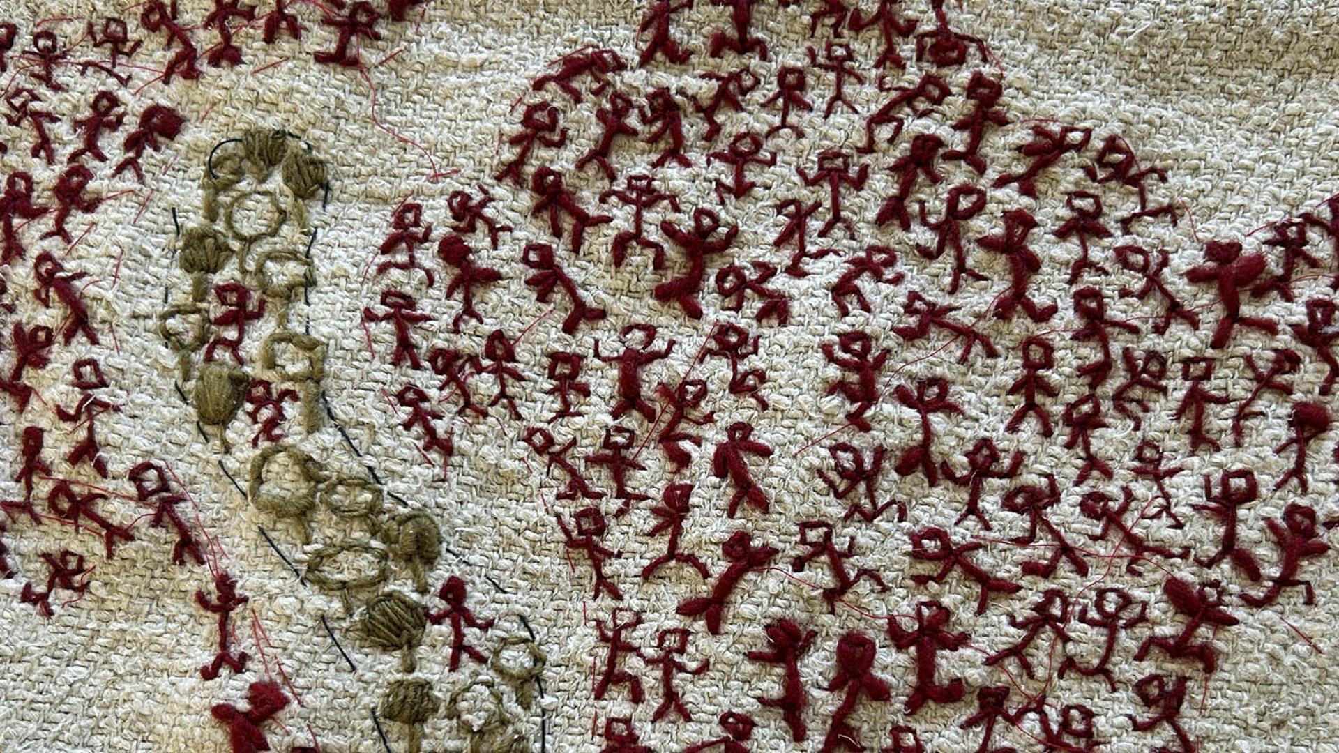soft mapping, hemp, wool threads, natural dye