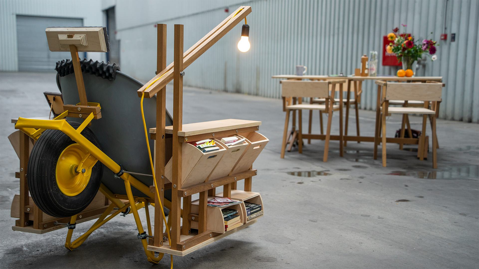 Wheelbarrow chair with foldable dining set