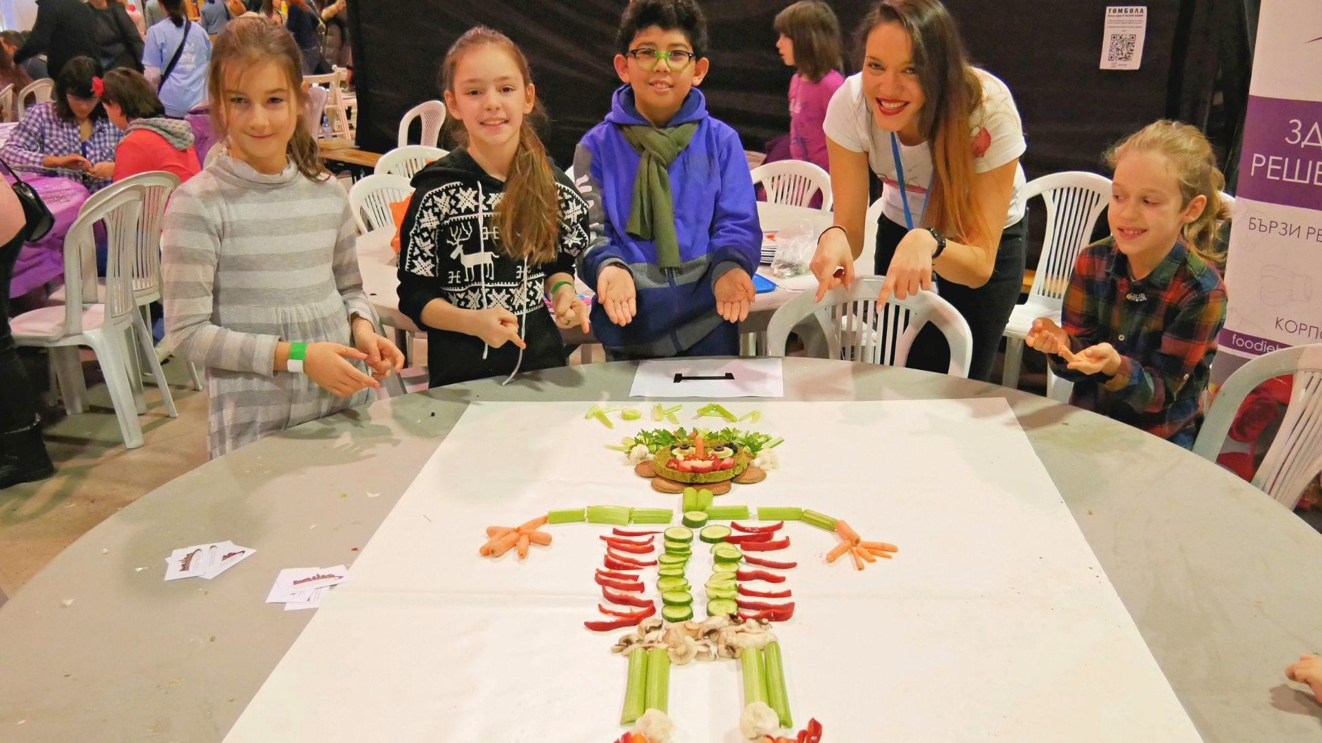 Children creating and sharing edible art together