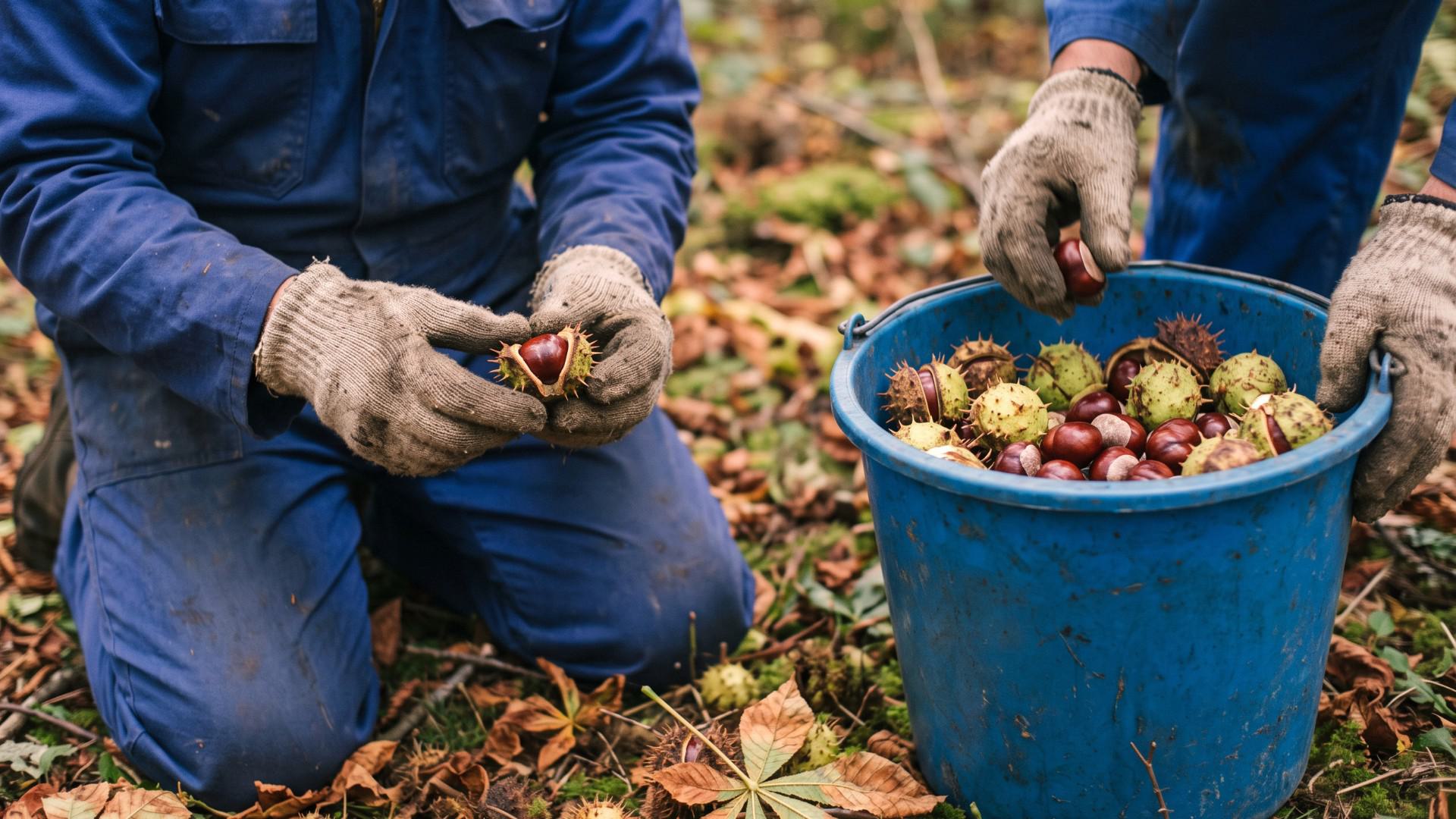 Harvesting horse chestnuts for New Leather 01