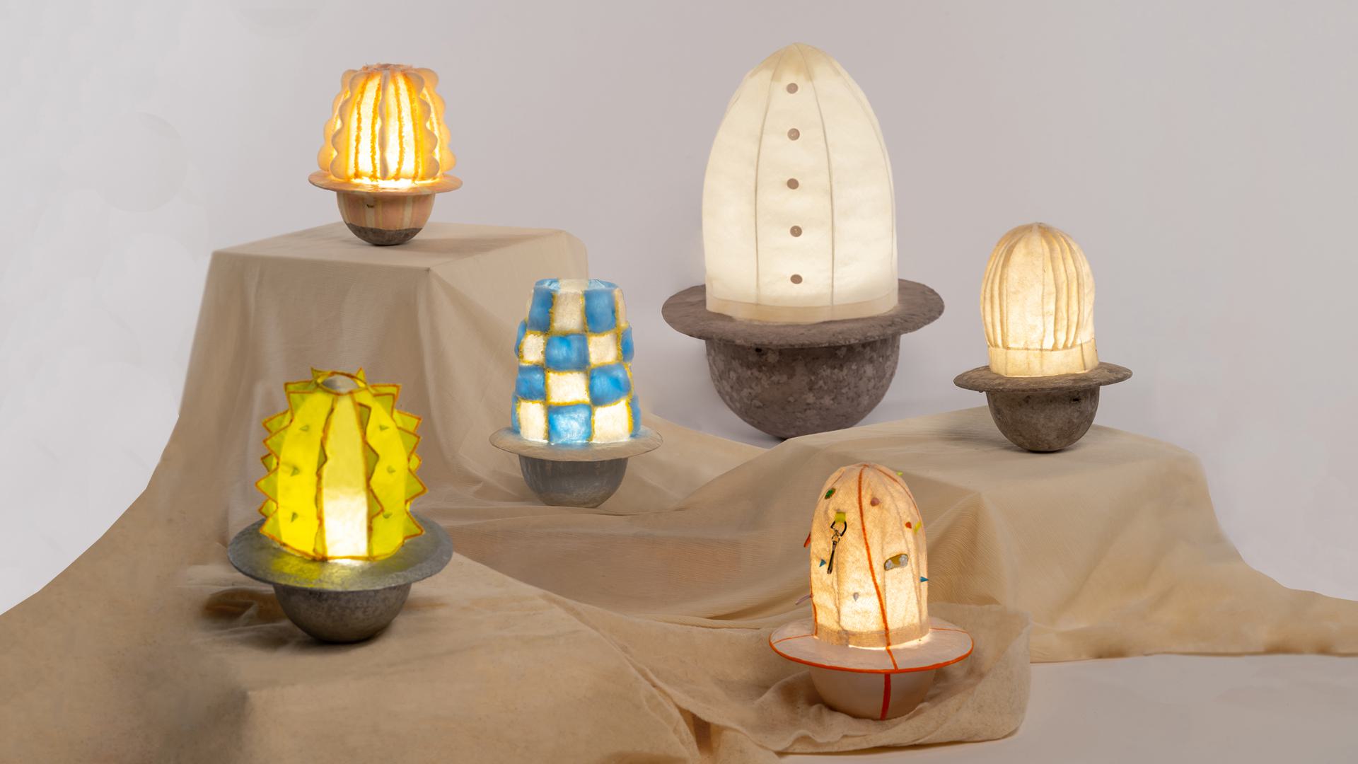 Lulu Lamp, full collection illuminated