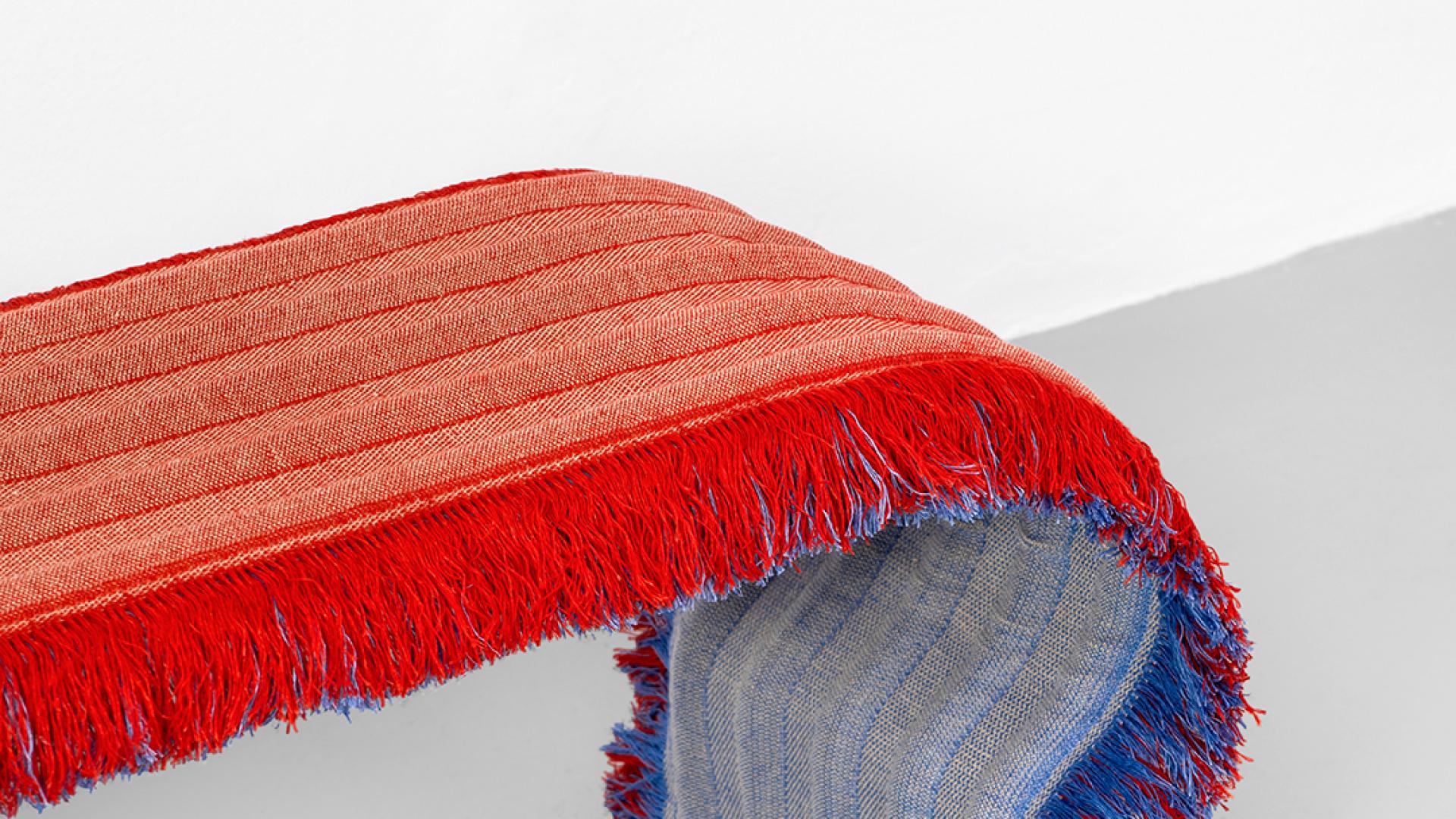The open fabric edge highlights the material.