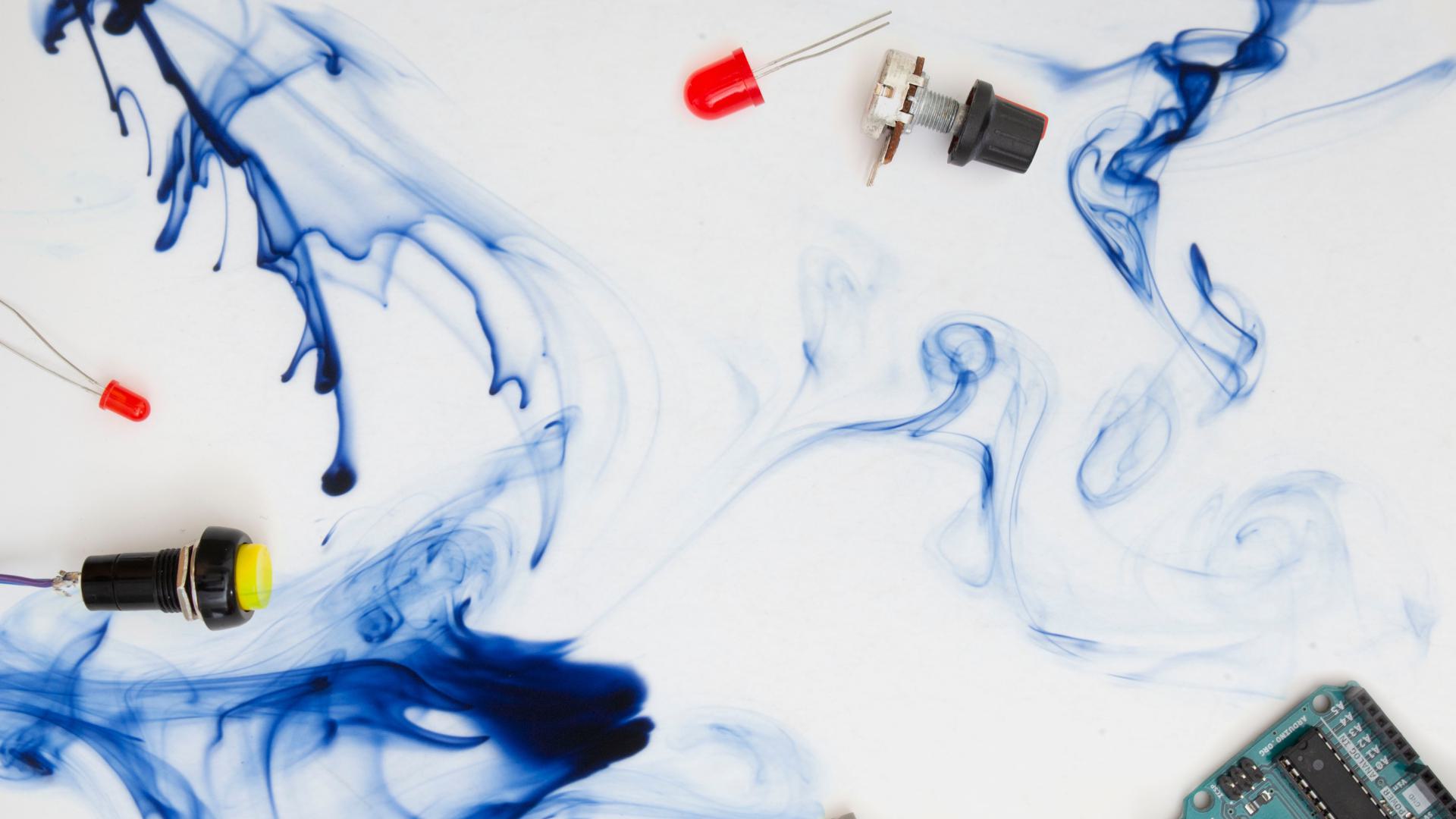 Hardware on a background of liquid ink