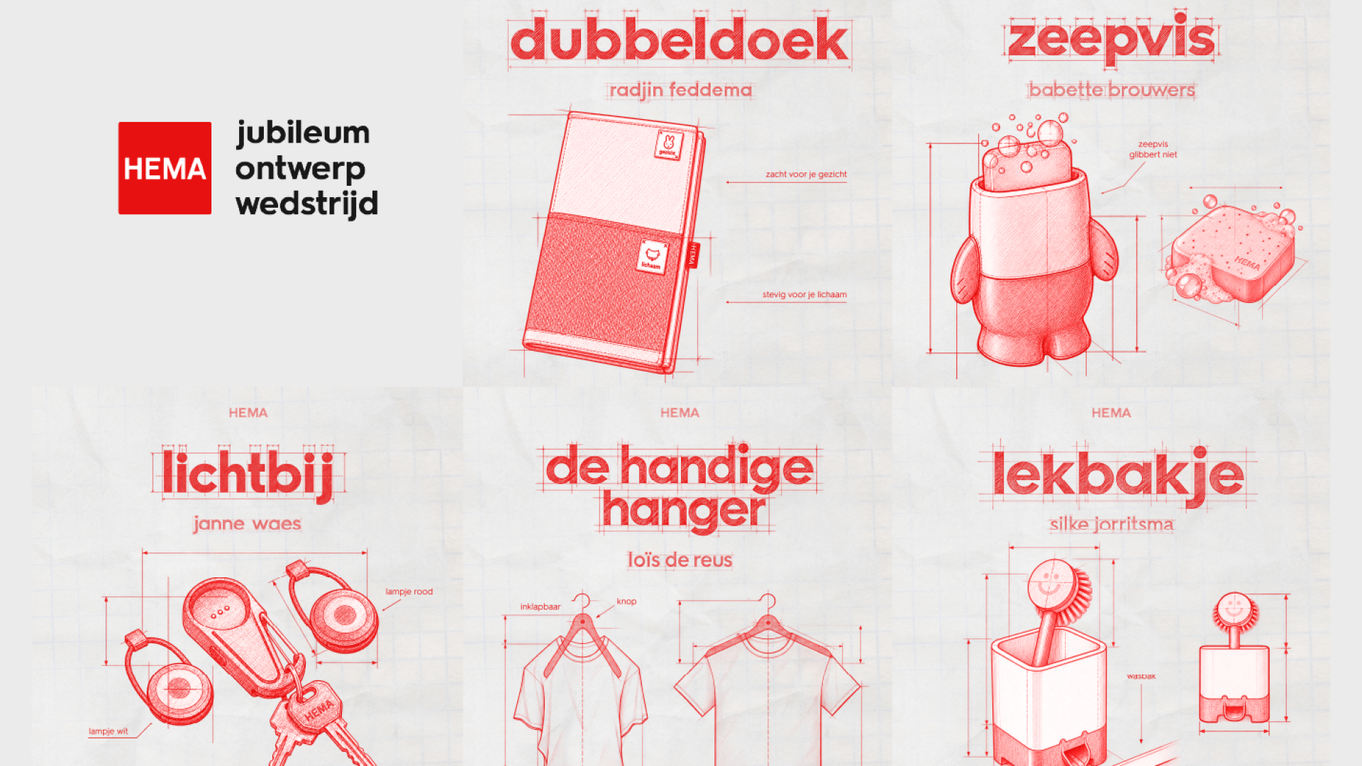 Ontwerpen van finalisten 1-5