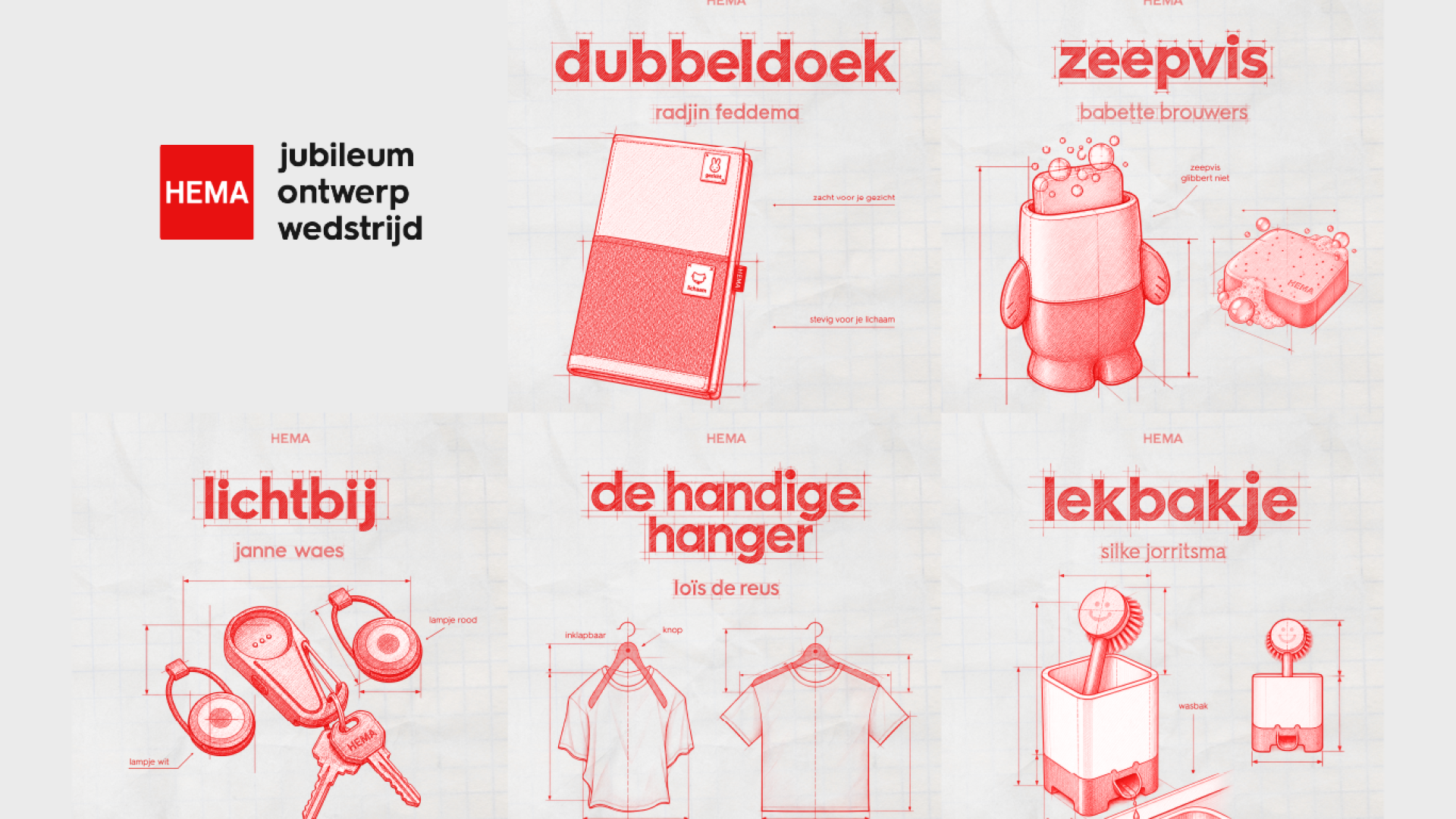 Ontwerpen van finalisten 1-5