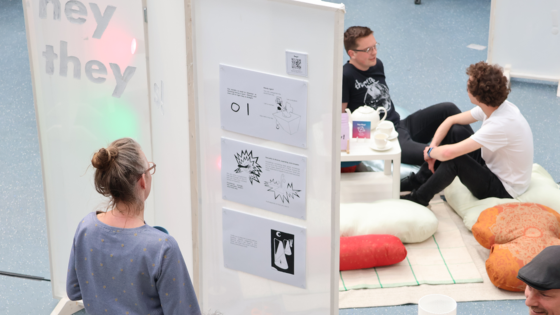 Visitors interacting with hey theys!