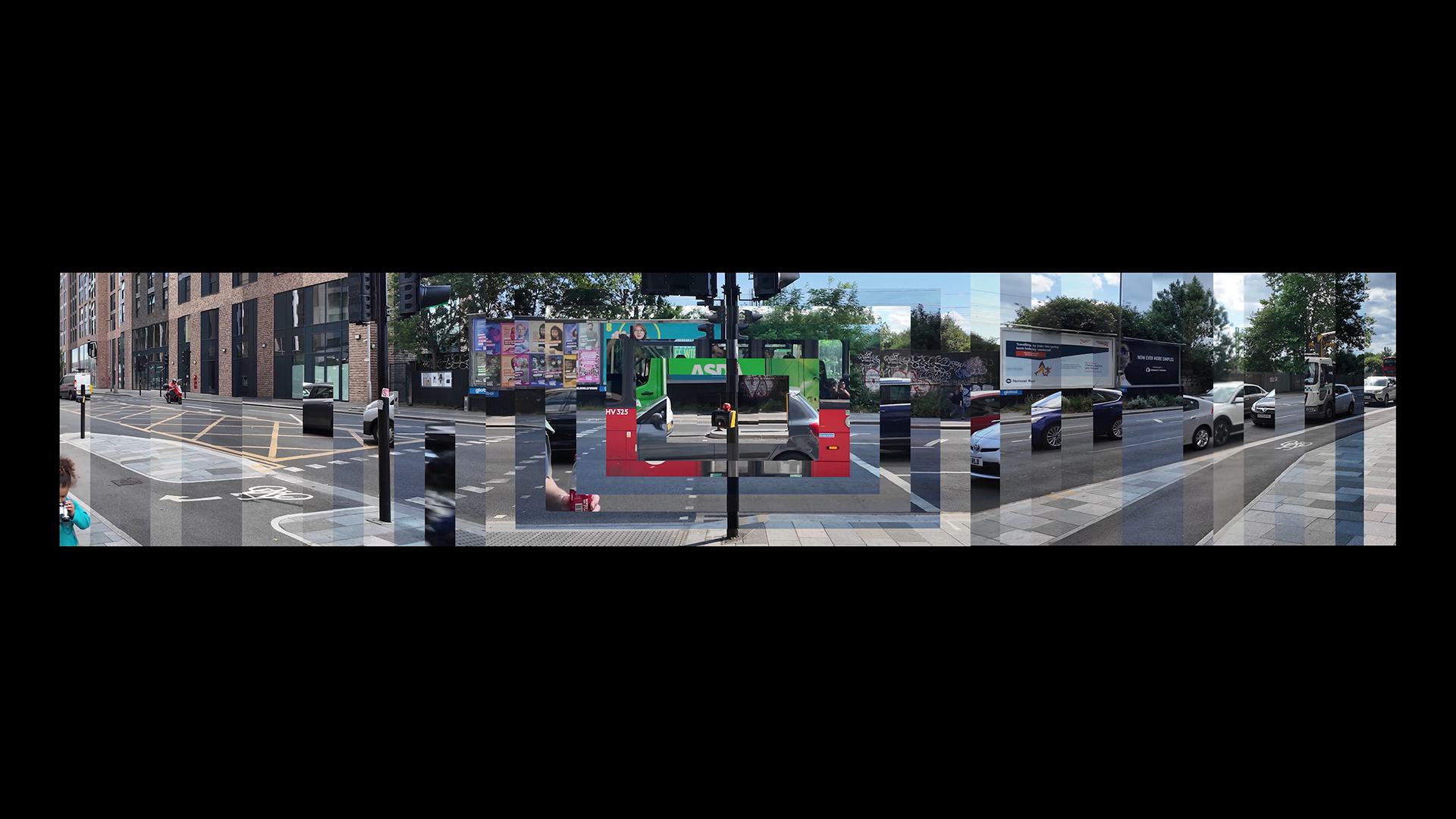 Three-screen moving-image experiment