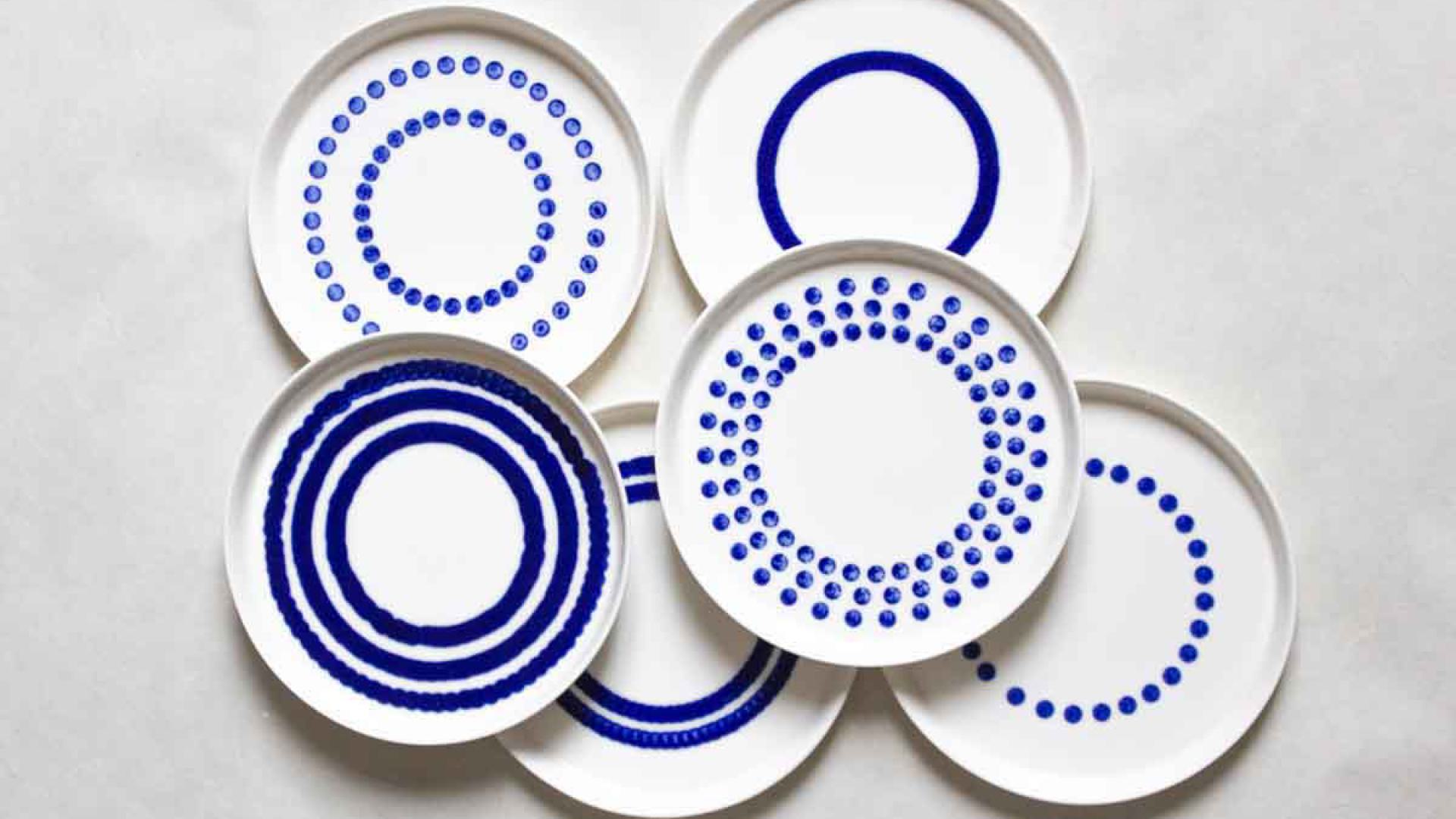 Moca Tableware plates, with our dripping patterns.