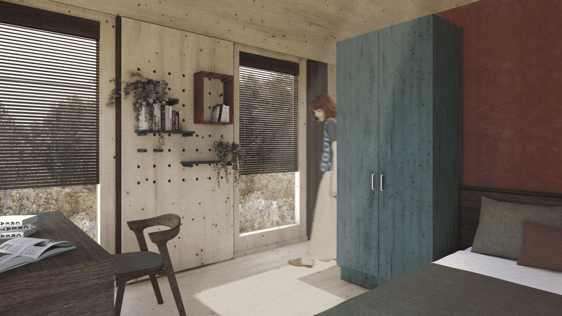 Interior render of the student housing