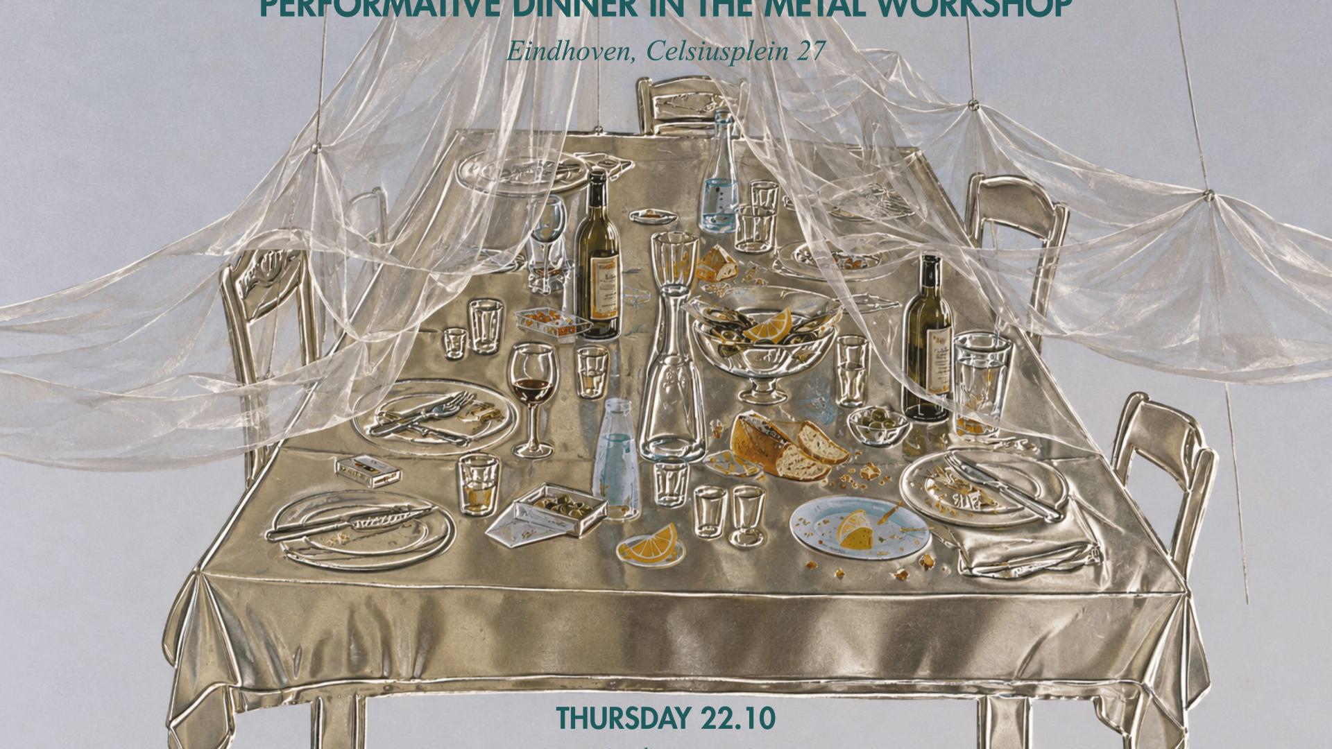 Performative dinner in the metal workshop
