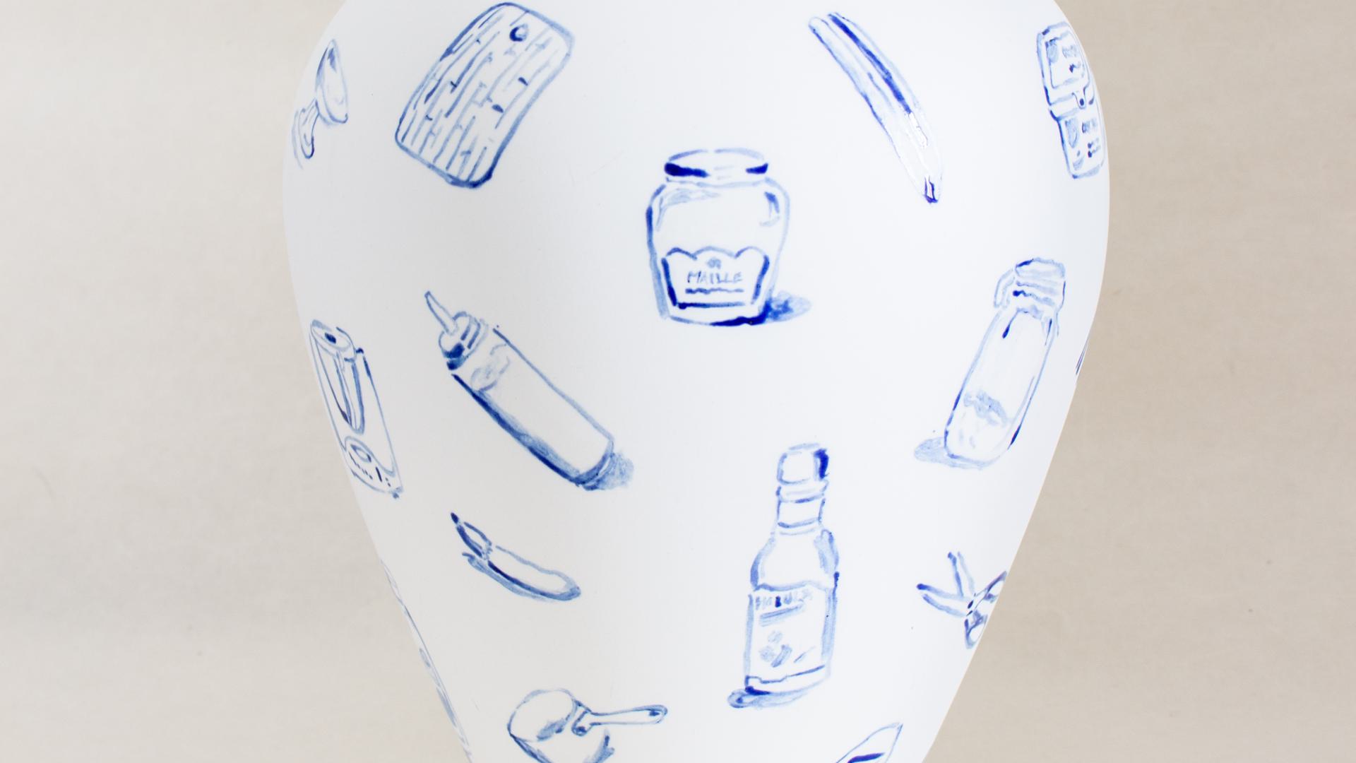 Moca vase with contemporary underglaze