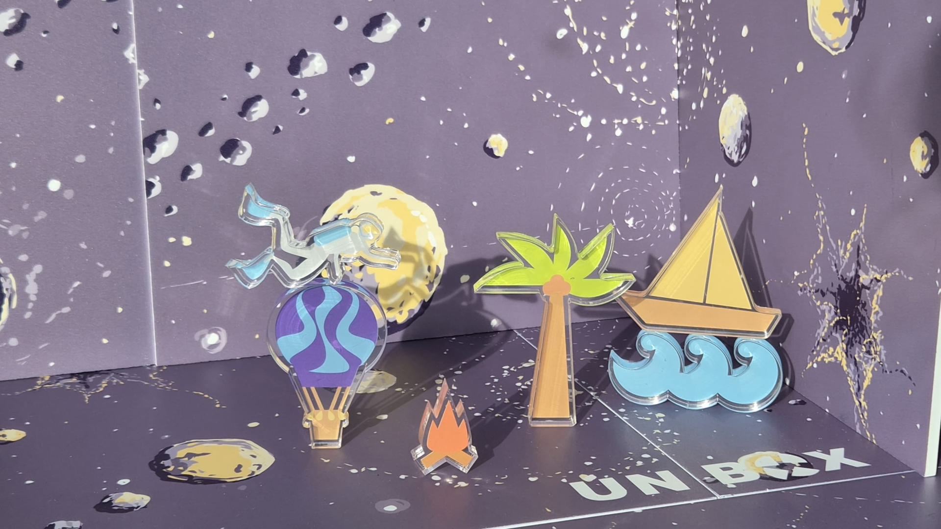 Examples of UNBOX pieces and metaphorical spaces