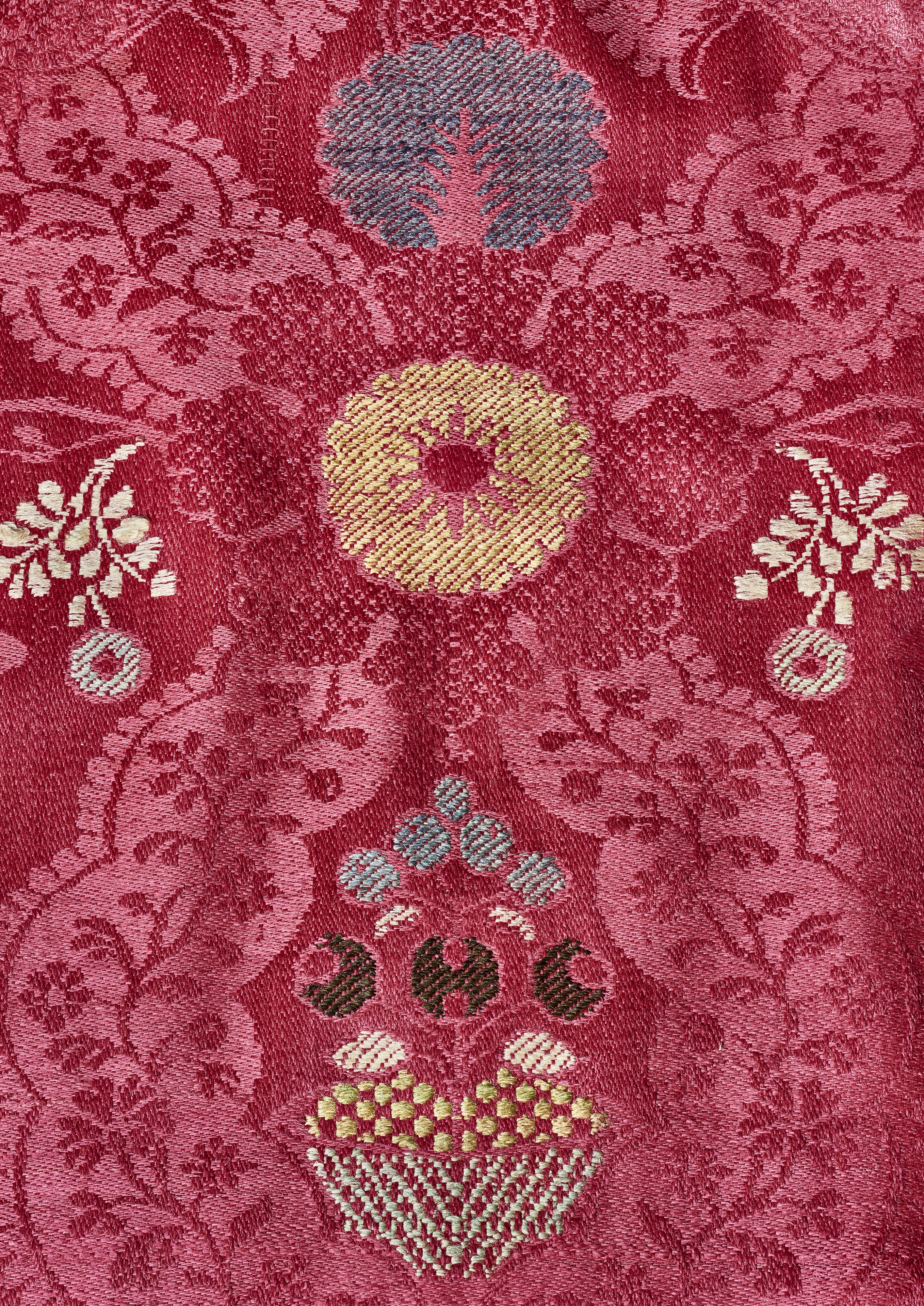 Mannen hemdrok (detail), wollen damast, 1800-1850, Walcheren, collectie Zeeuws Genootschap / Men's jacket (detail), worsted satin, 1800-1850, Walcheren, collection Zeeland Society, Foto/photo Pim Top