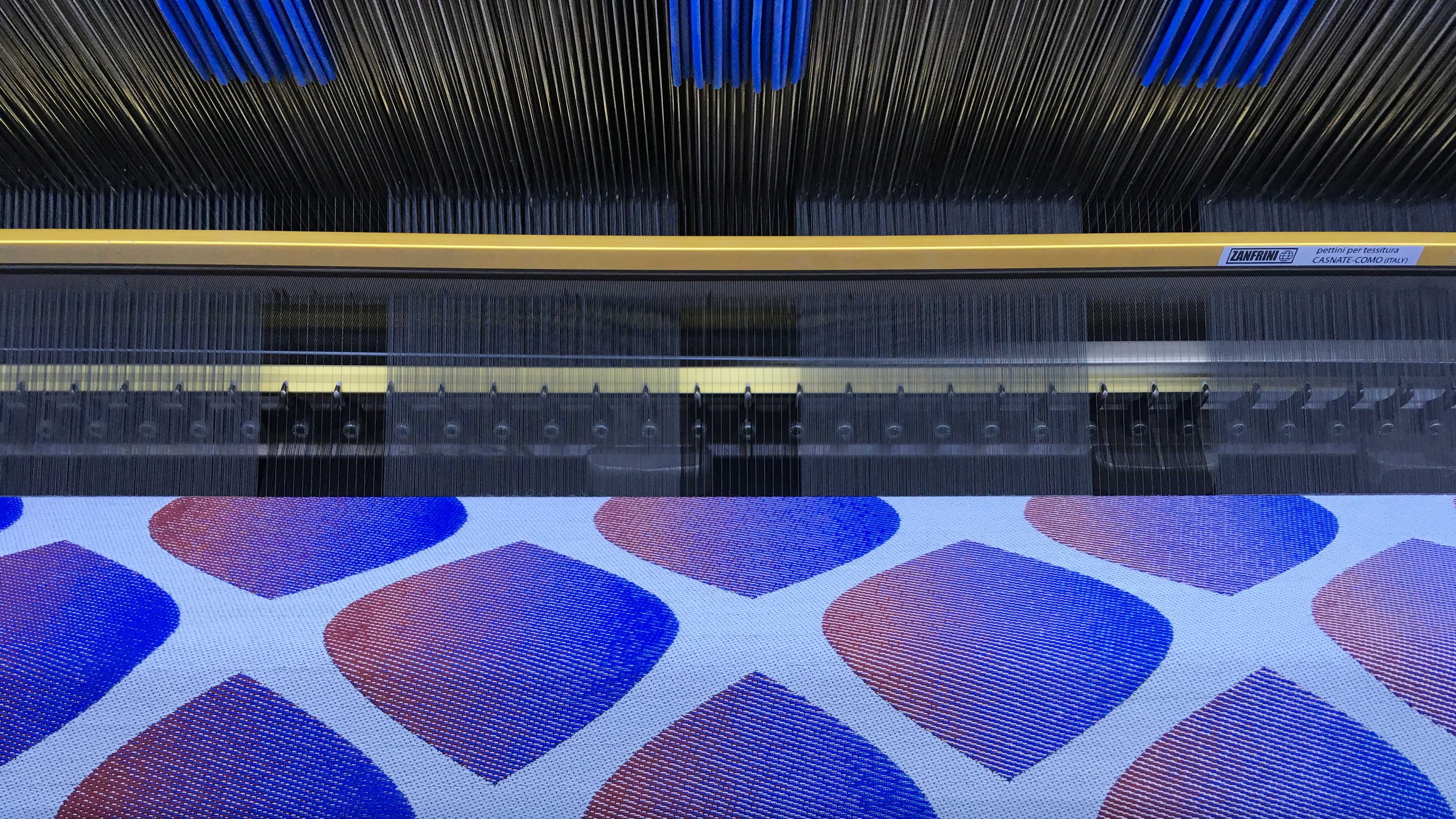 our specially developed jacquardloom on which we are able to weave artwork on  1.50 m width