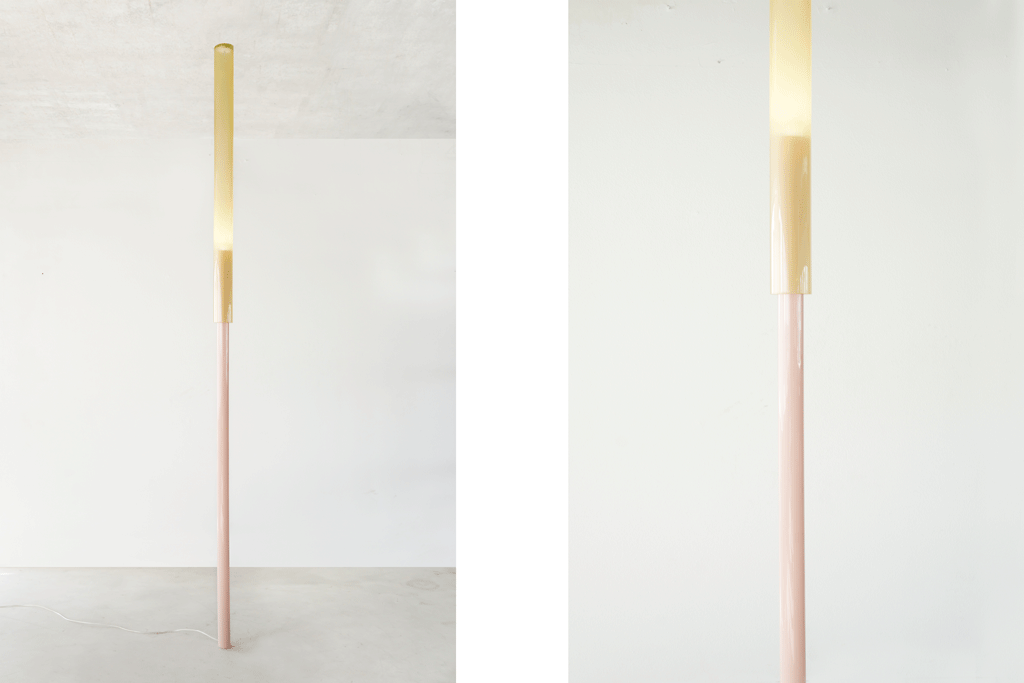 beam light, pink yellow