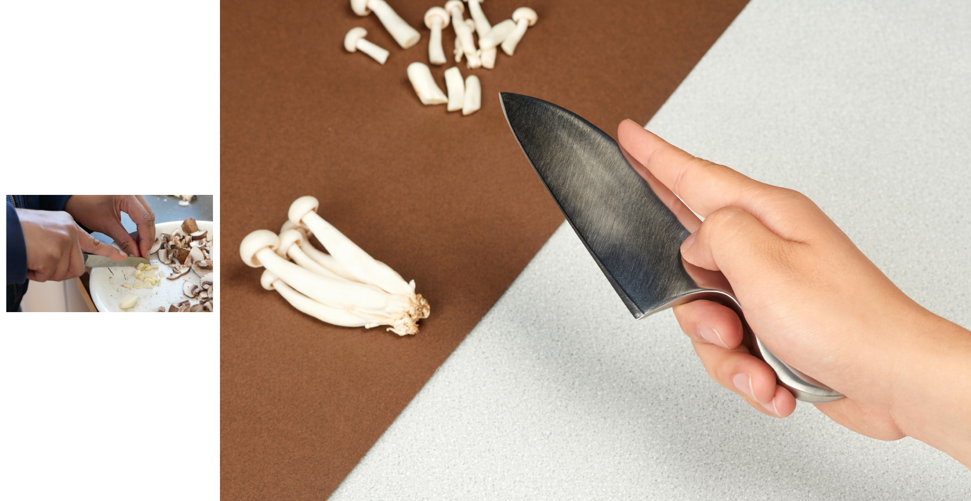 The knife with a small handle.