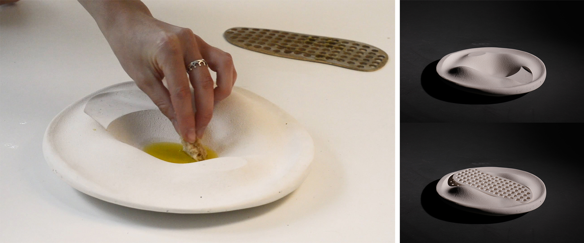 Mackerel plate, jesmonite and cast bronze