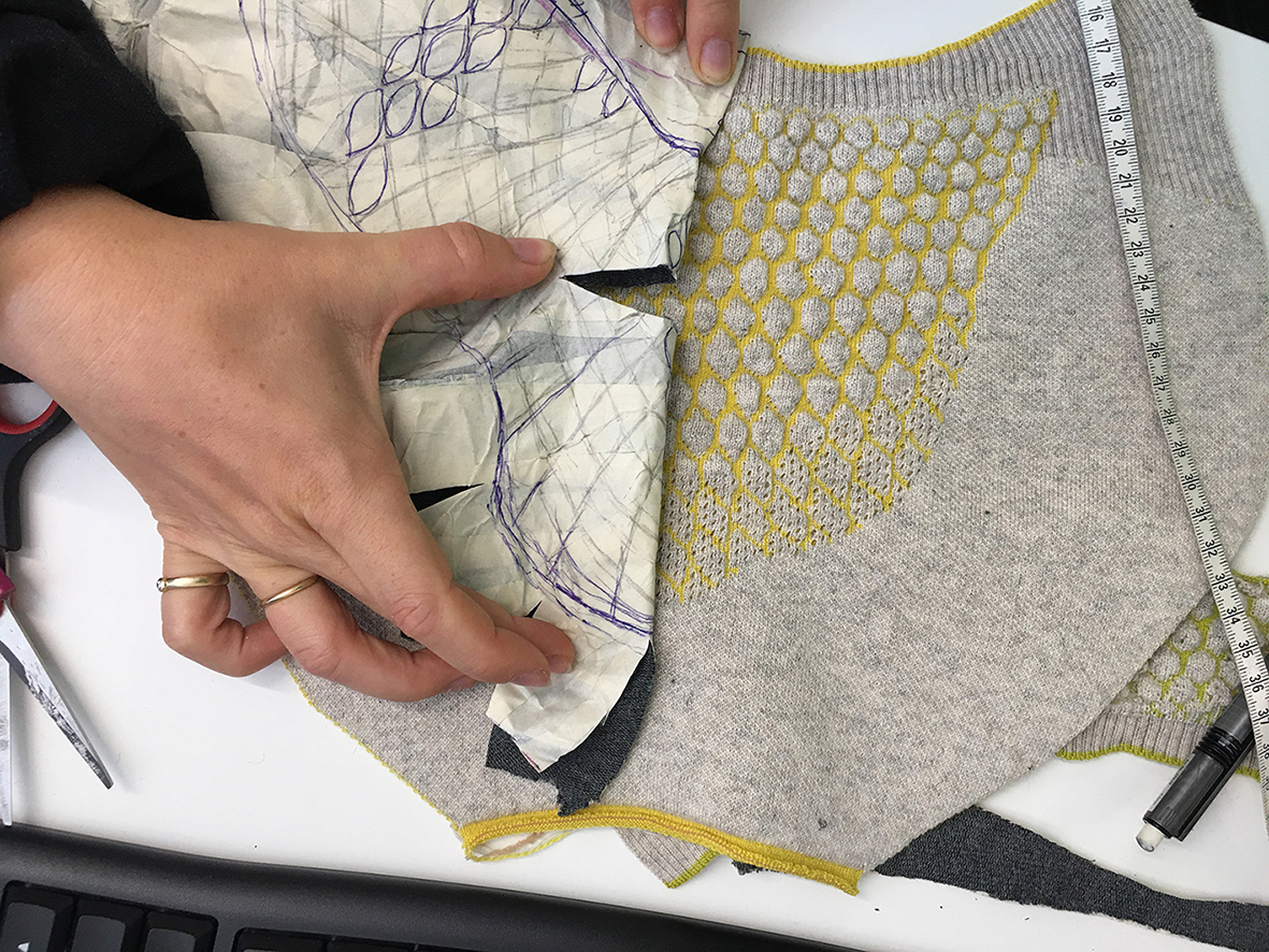 Iterative development of the knitting pattern.