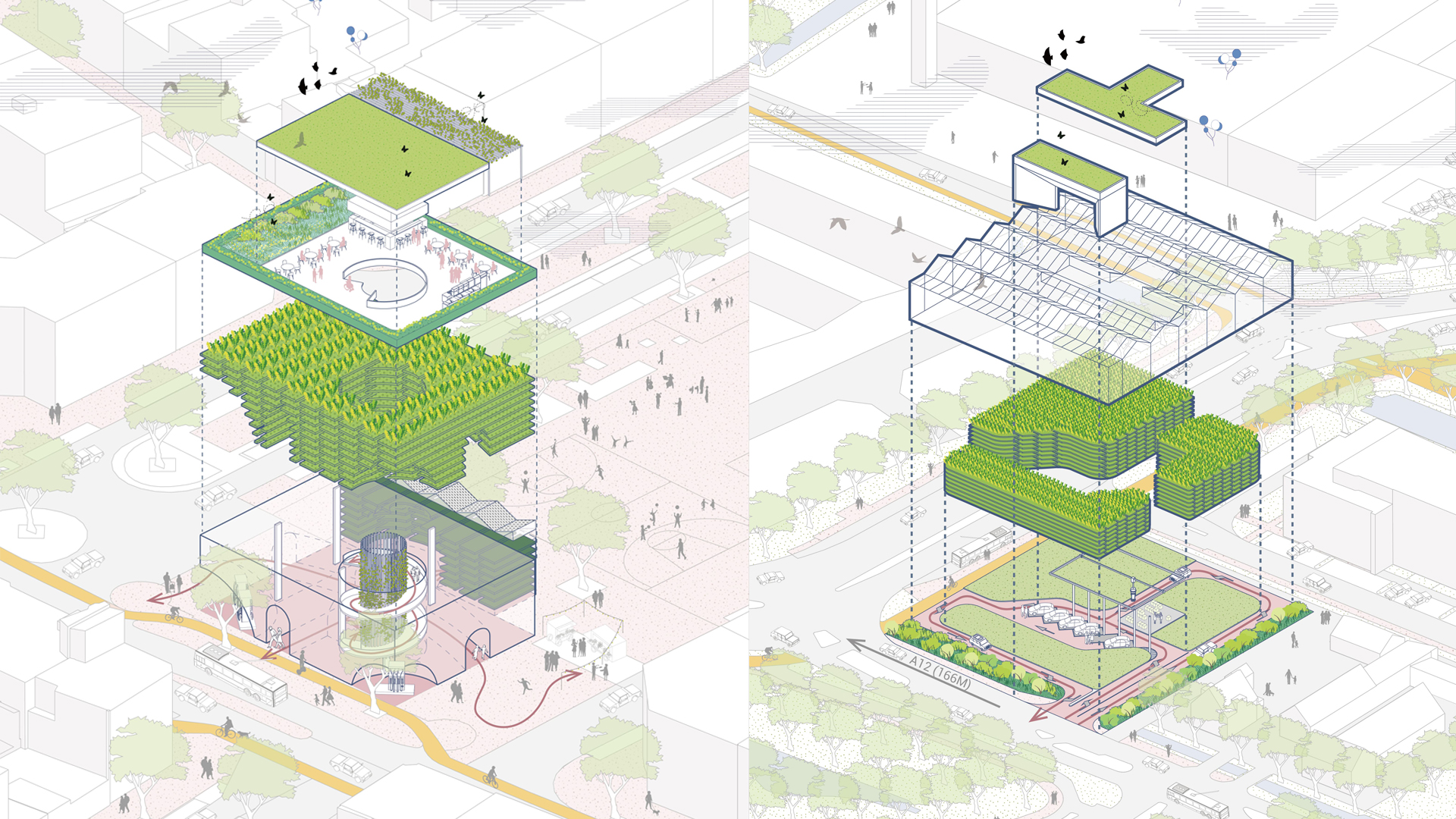 Green station architectural design drawing
