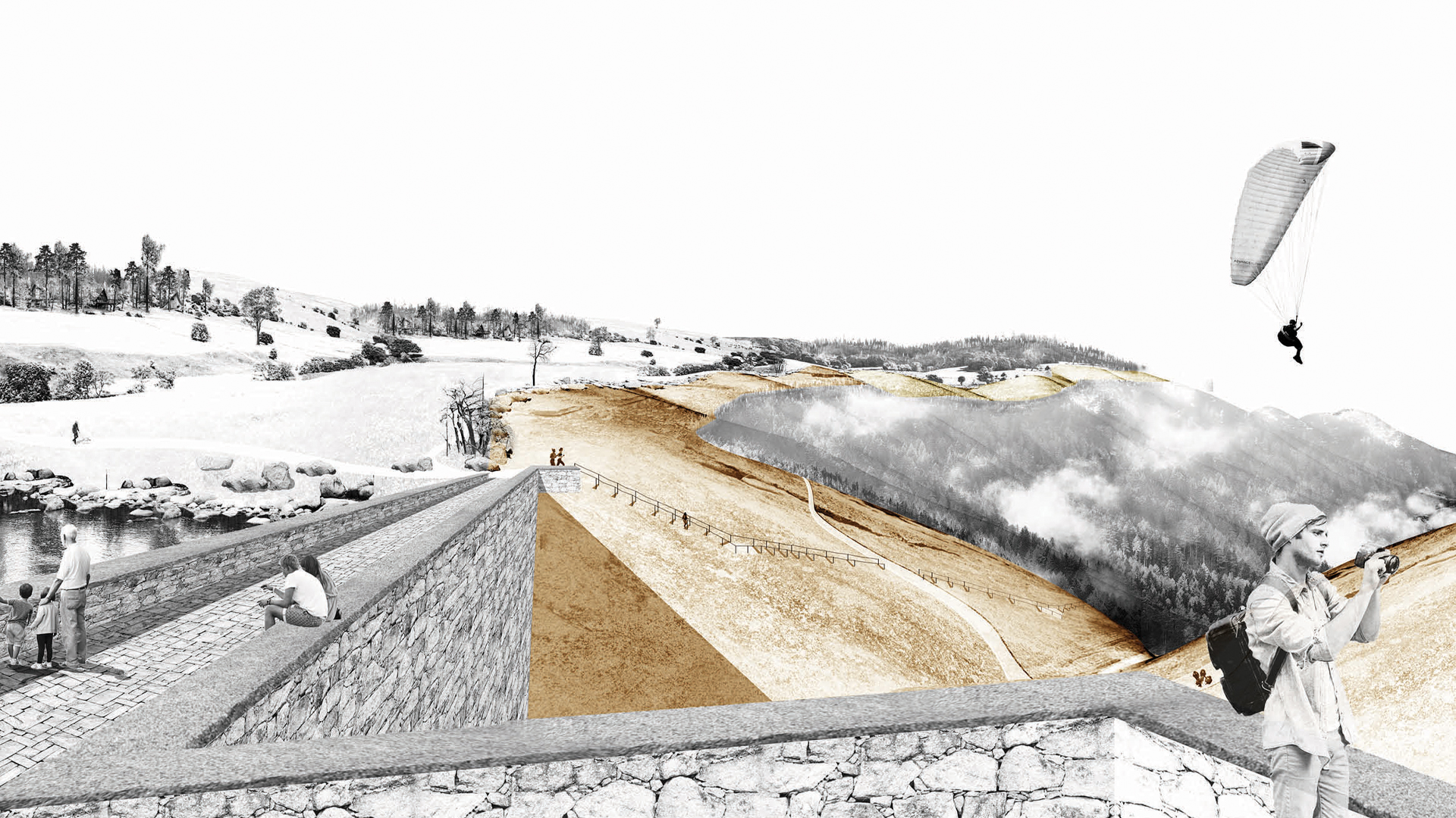 The fire dike as a prominent line in the landscape