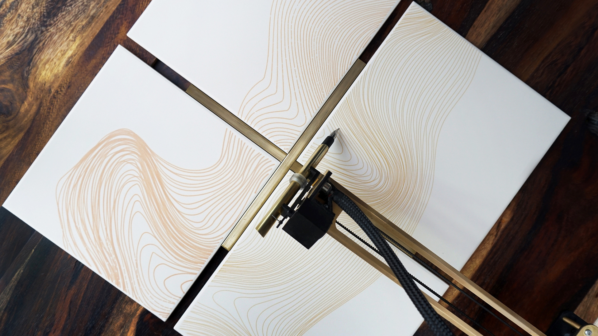 Drawing machine with shellac on tiles