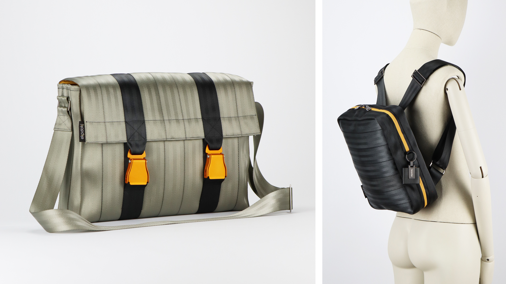 eKodoKi RE-BELT Messenger Bag L and Backpack M