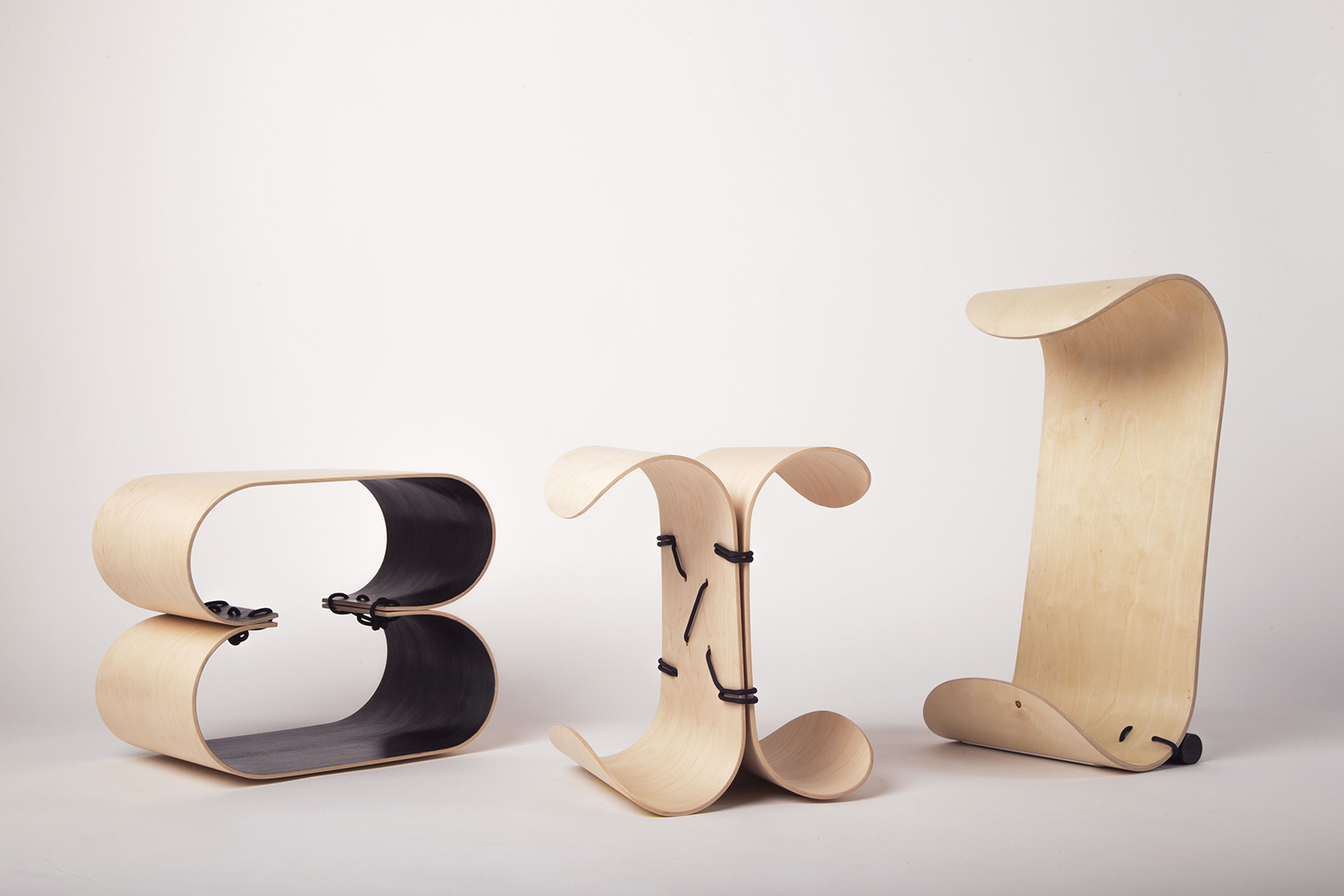 MOWO 'CC stools' - a family of fun plywood stools