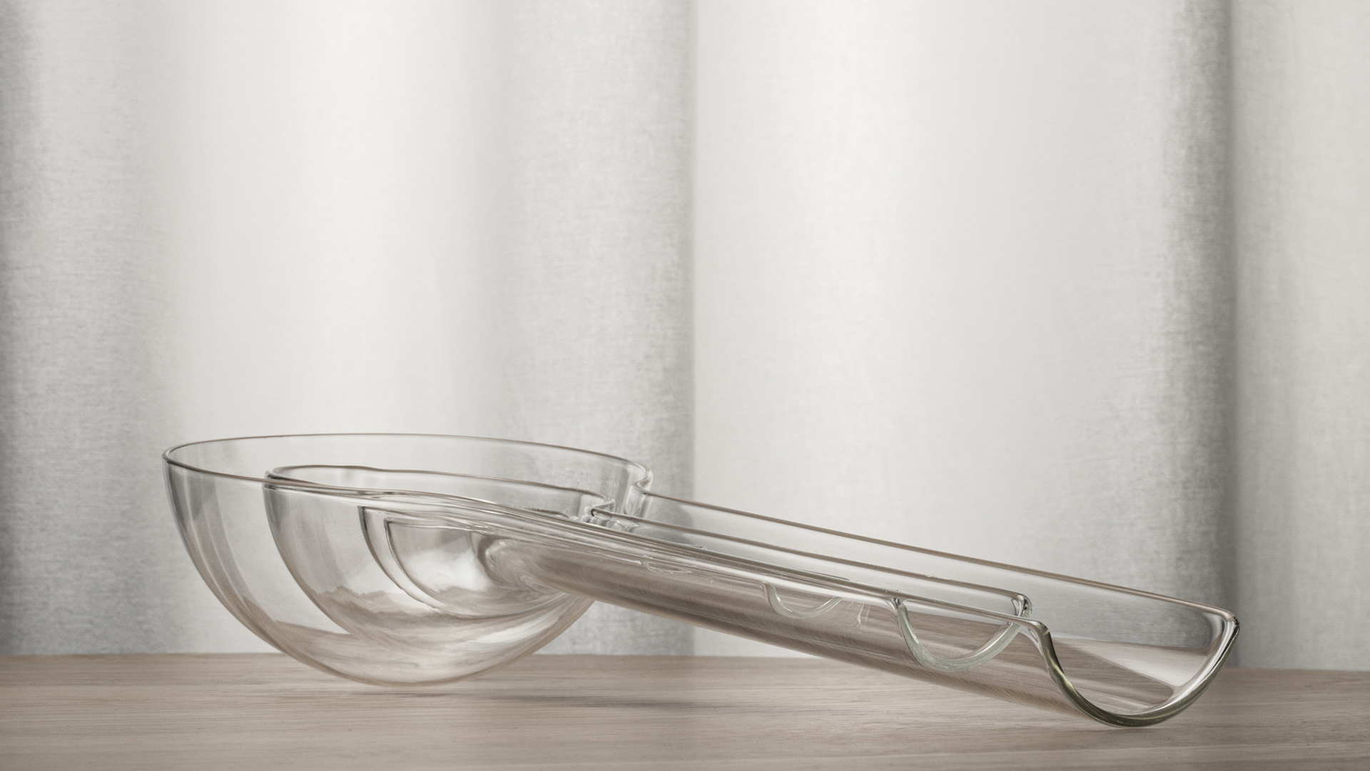 A set of four spoons handblown from glass tubes