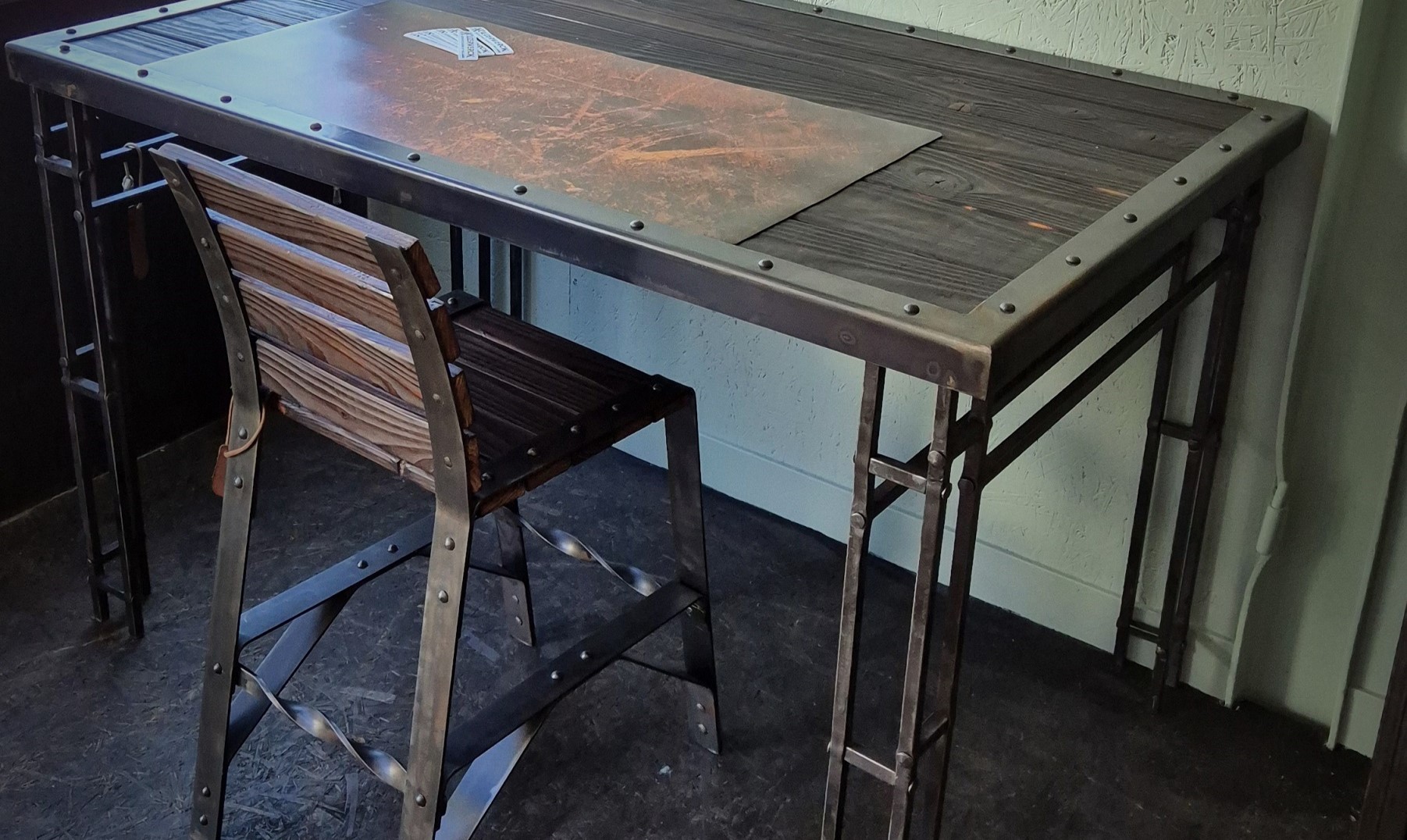 Forged working table and chair