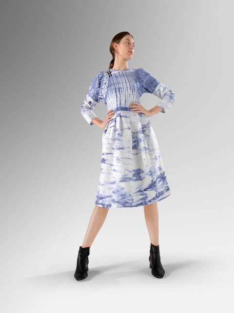 Bacterial-dyed Modernised Buryat dress