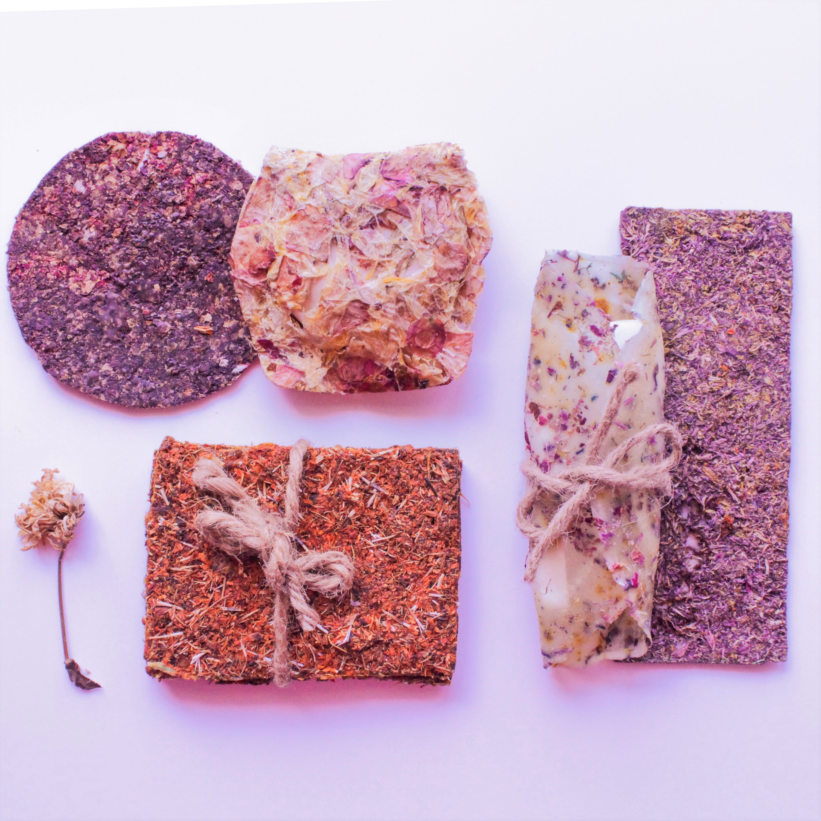 hotel amenities made of upcycled flowers