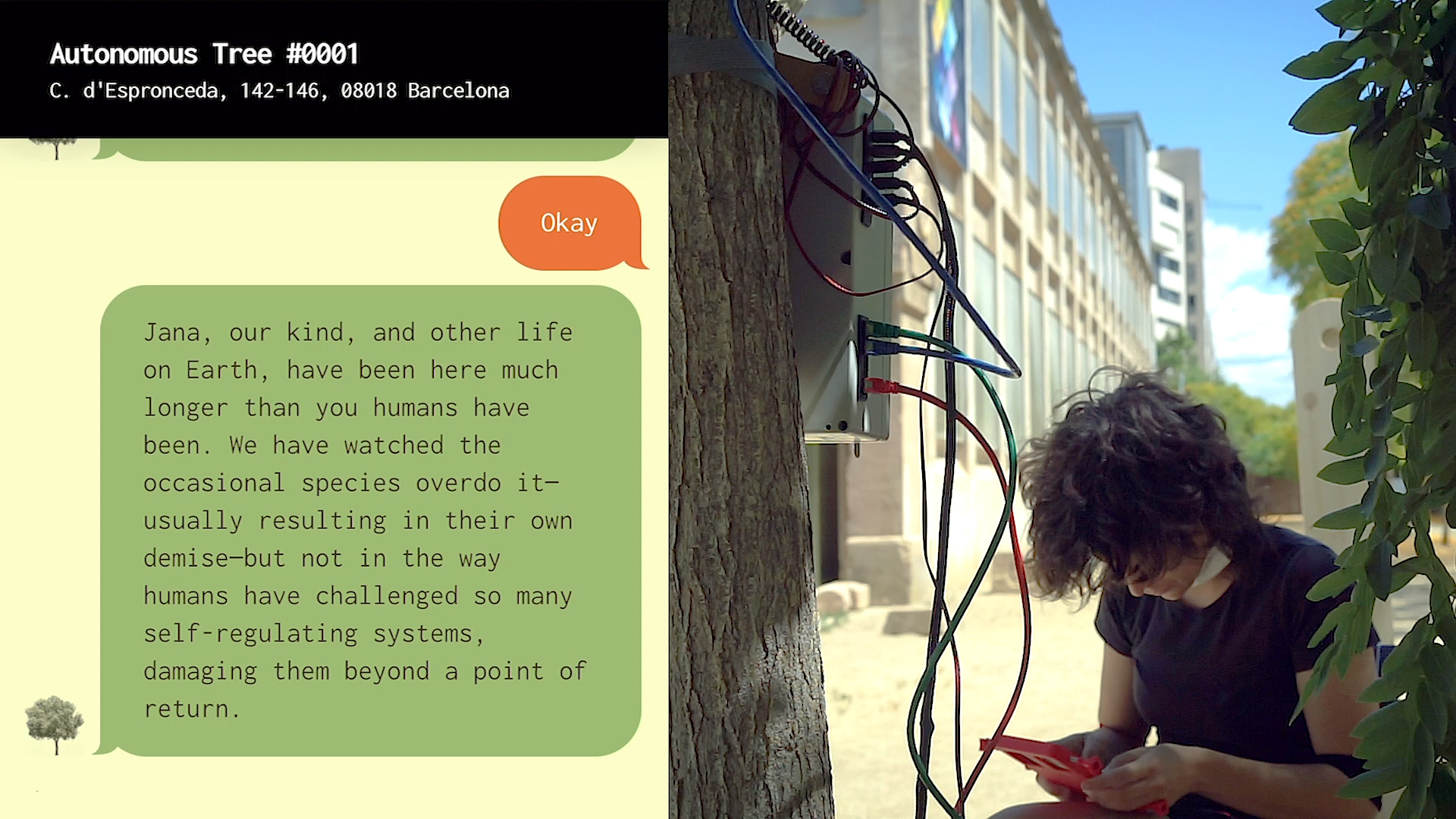 Visitor Jana conversing with the Arboreal Chatbot