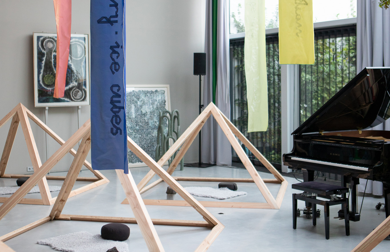 pyramid structures + artwork + sound installation