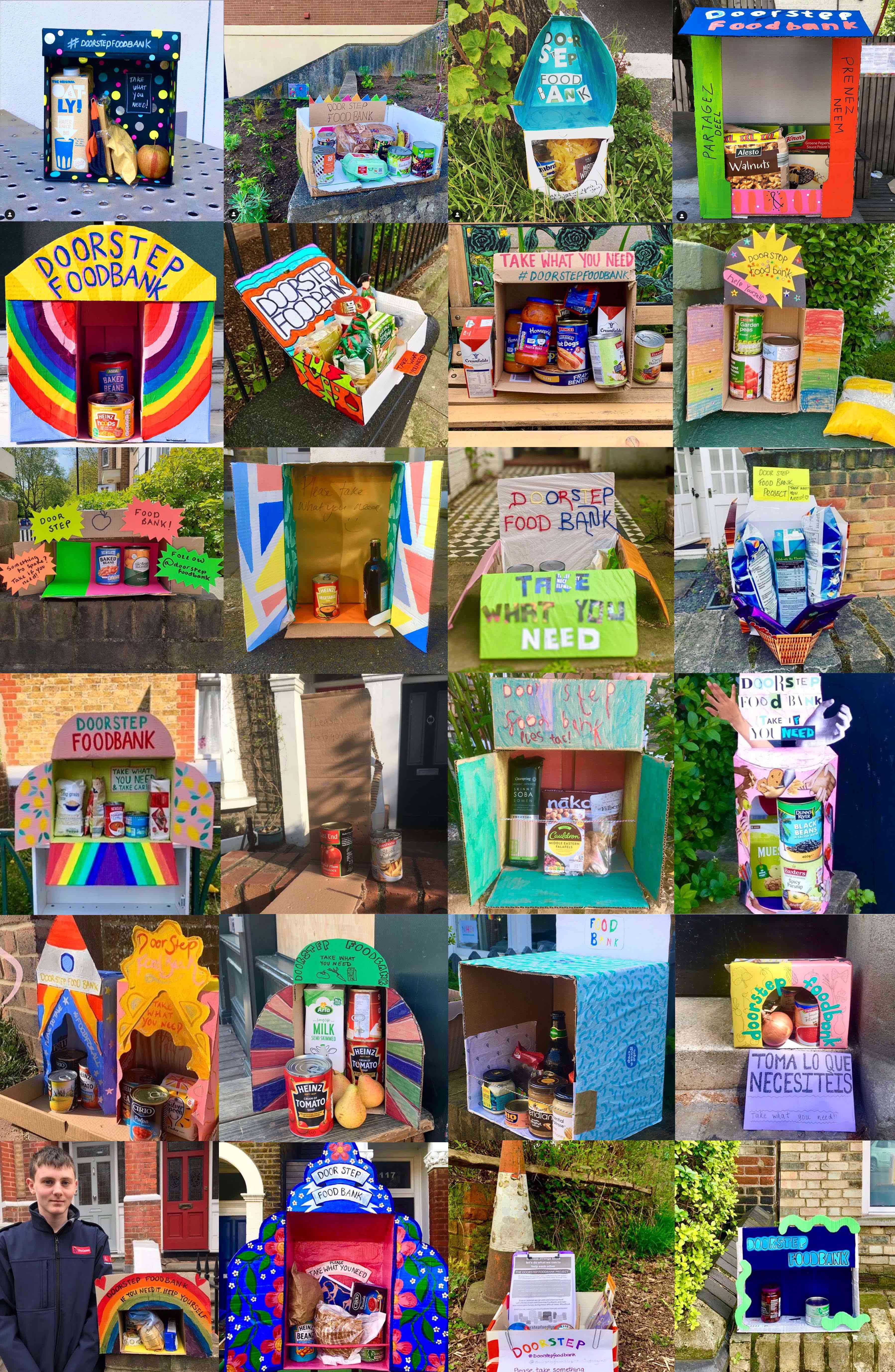Some of the Doorstep Foodbanks made by the public.