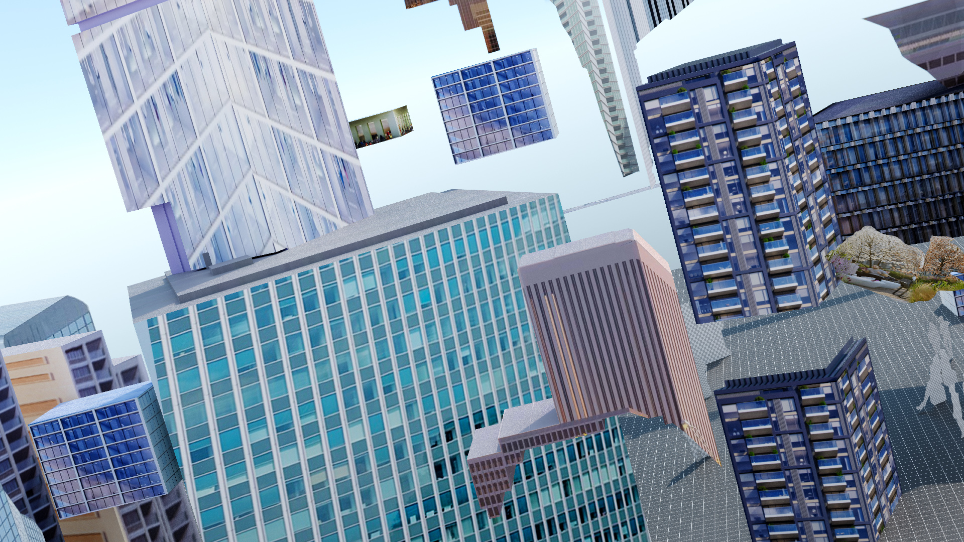 Still from the 3D video 'Where the Facade Bends'