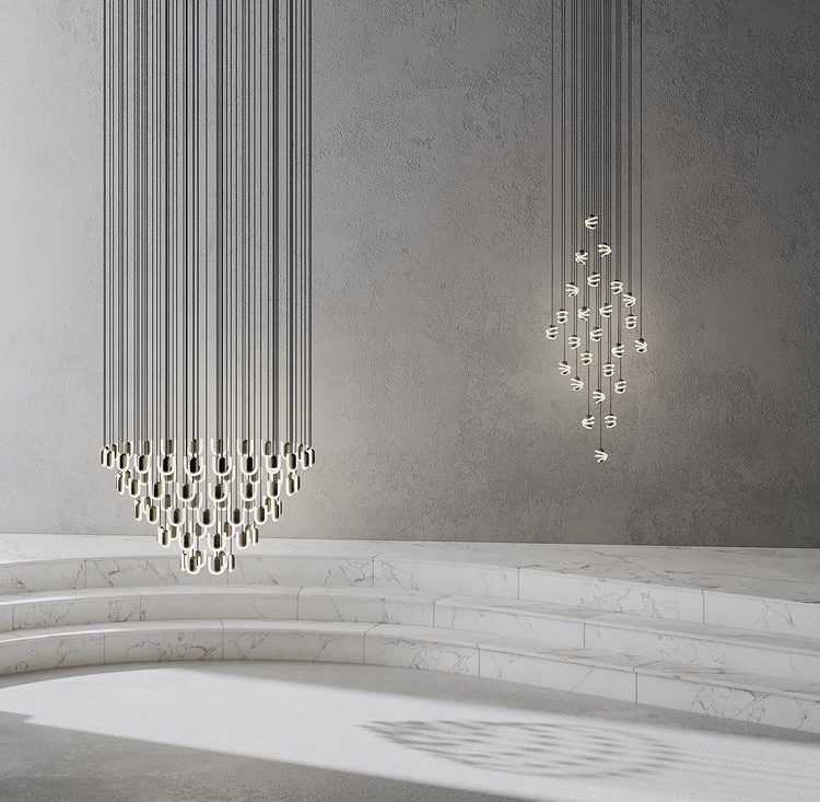 Chandeliers made out of the Beem Curli and Smile