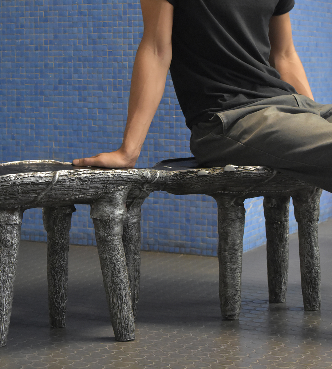 Growth - side view aluminium bench Benjamin Motoc