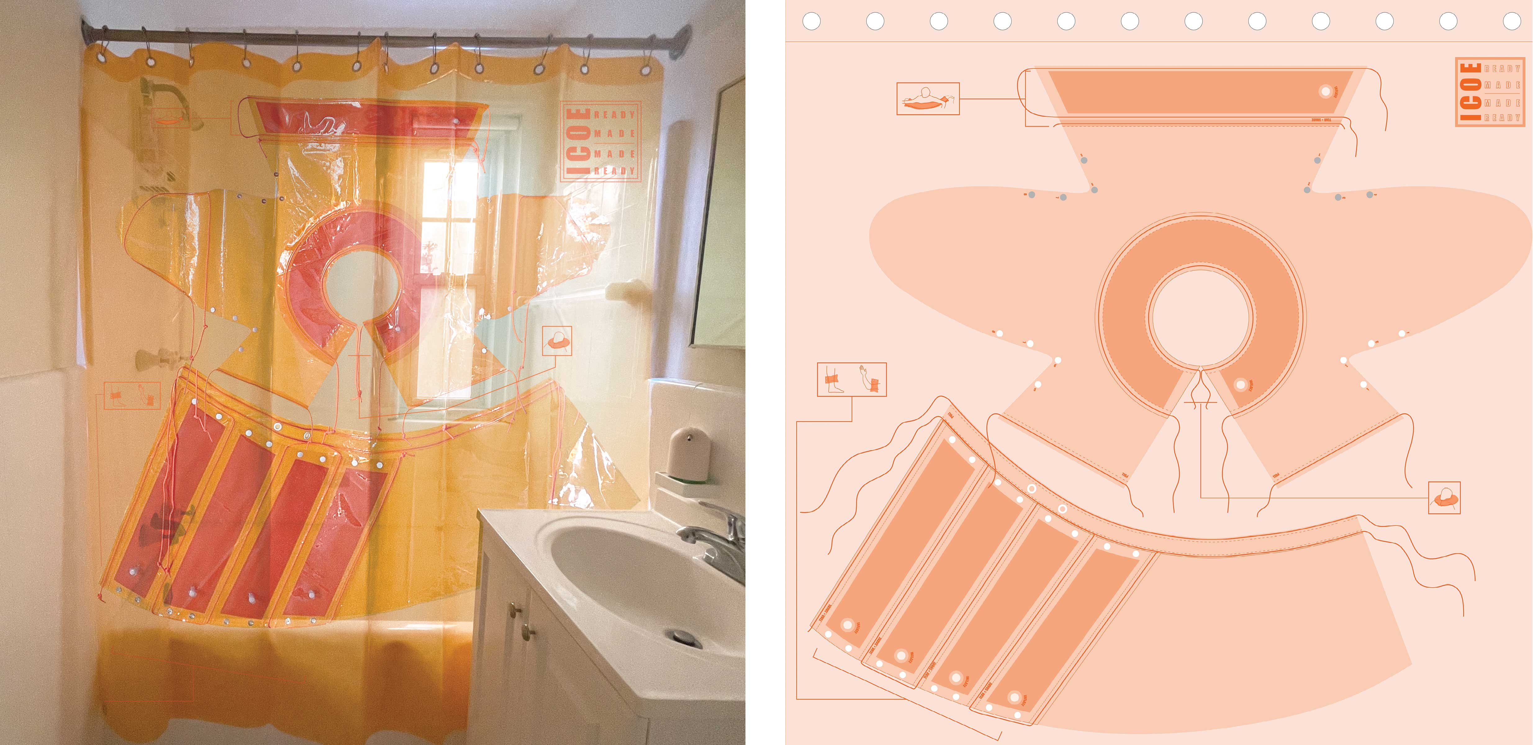 ICOE Shower Curtain and Illustrated Components