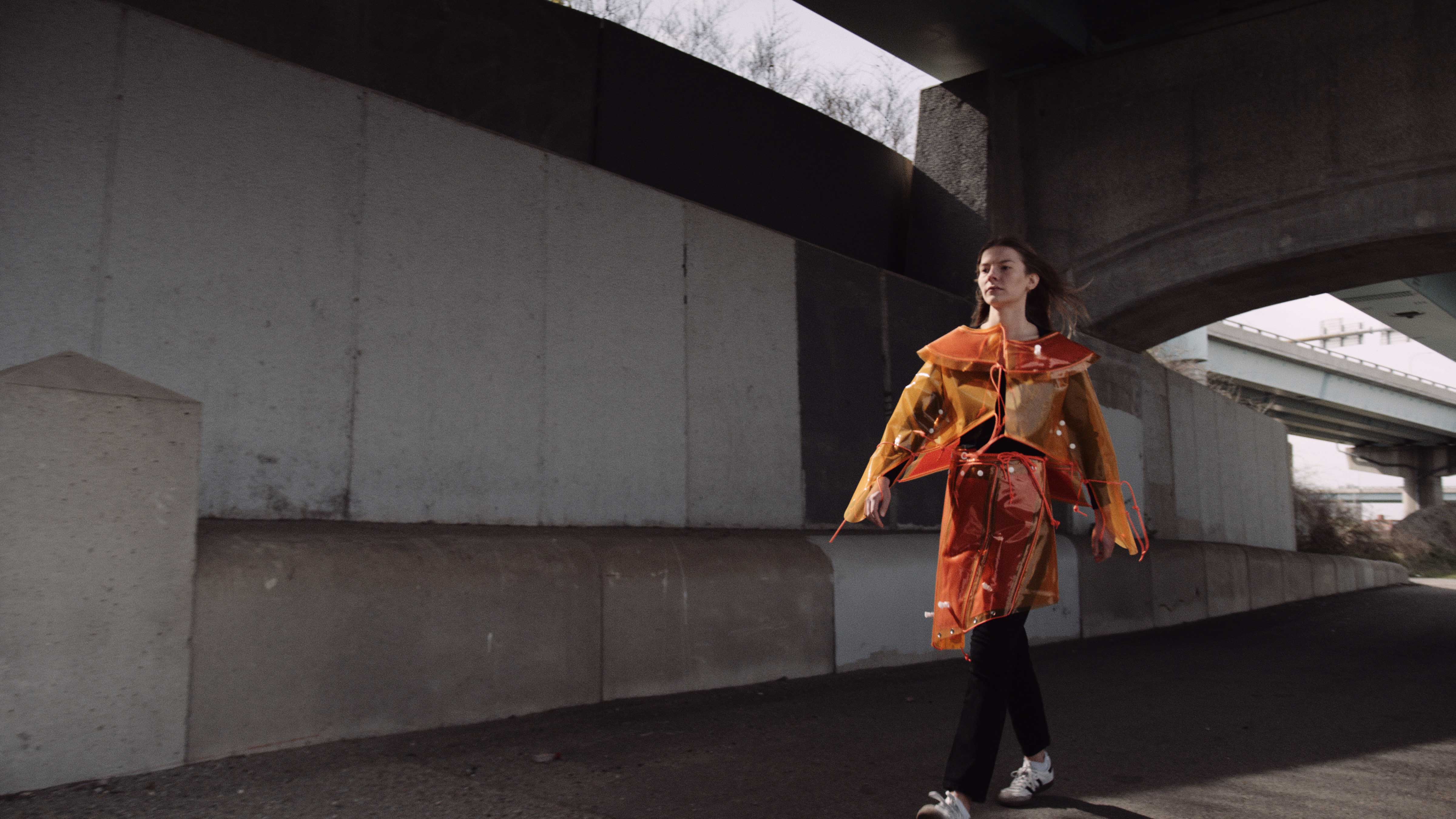 ICOE coat and waist wrap worn as statement garment