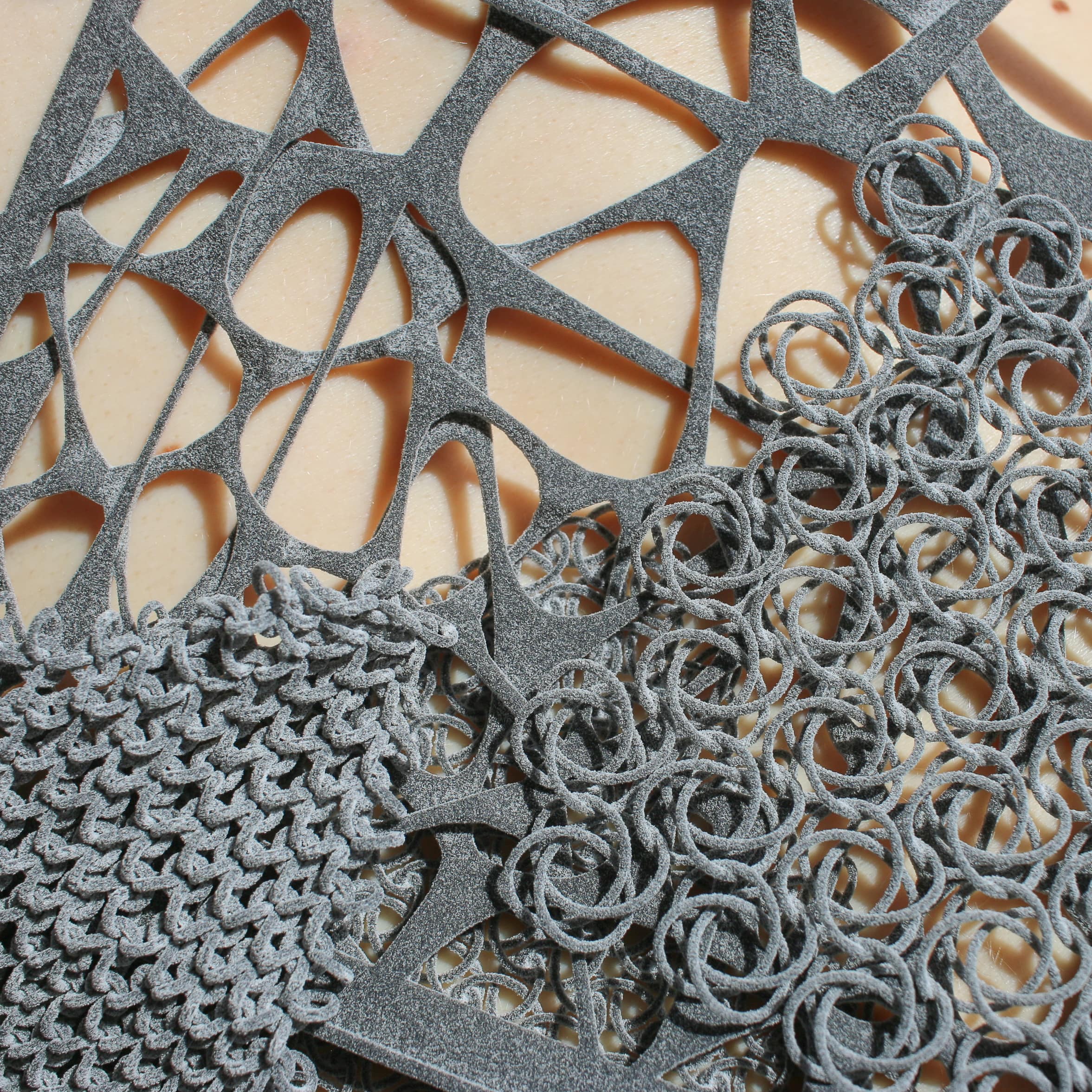 Close-up of Various 3D-printed Textile Options.
