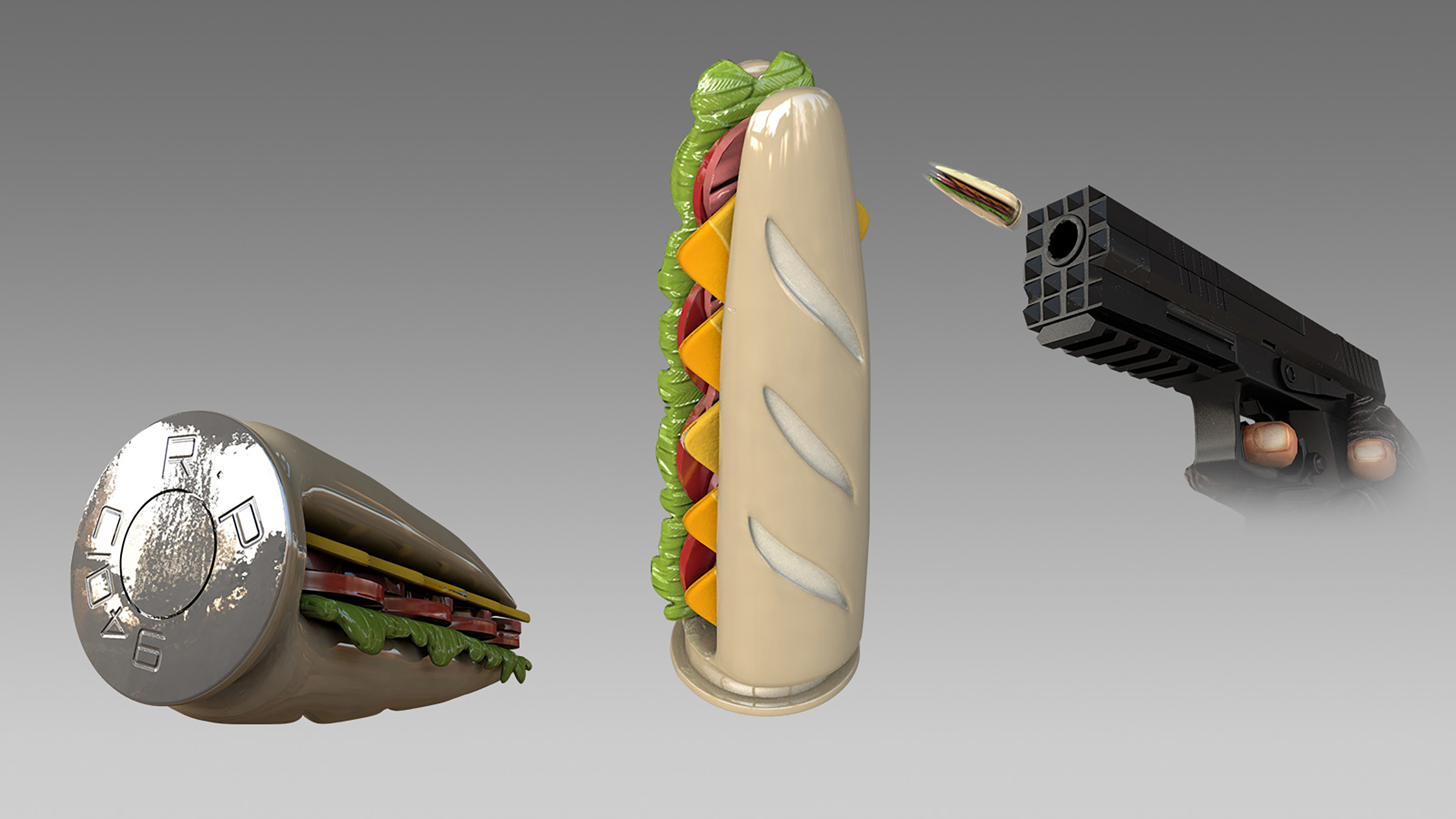 3D model of bullet sandwich