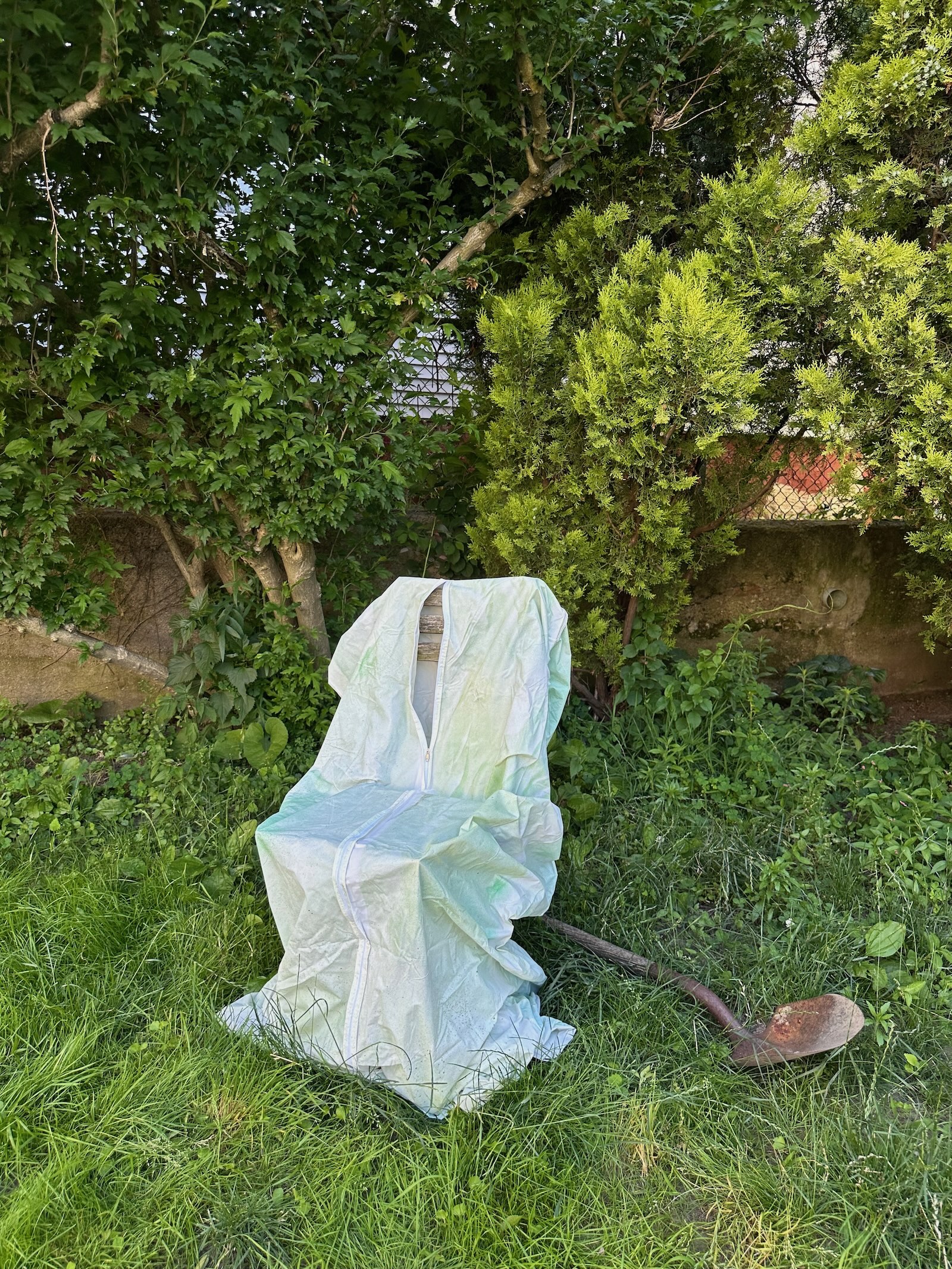 A wooden chair ready for burial