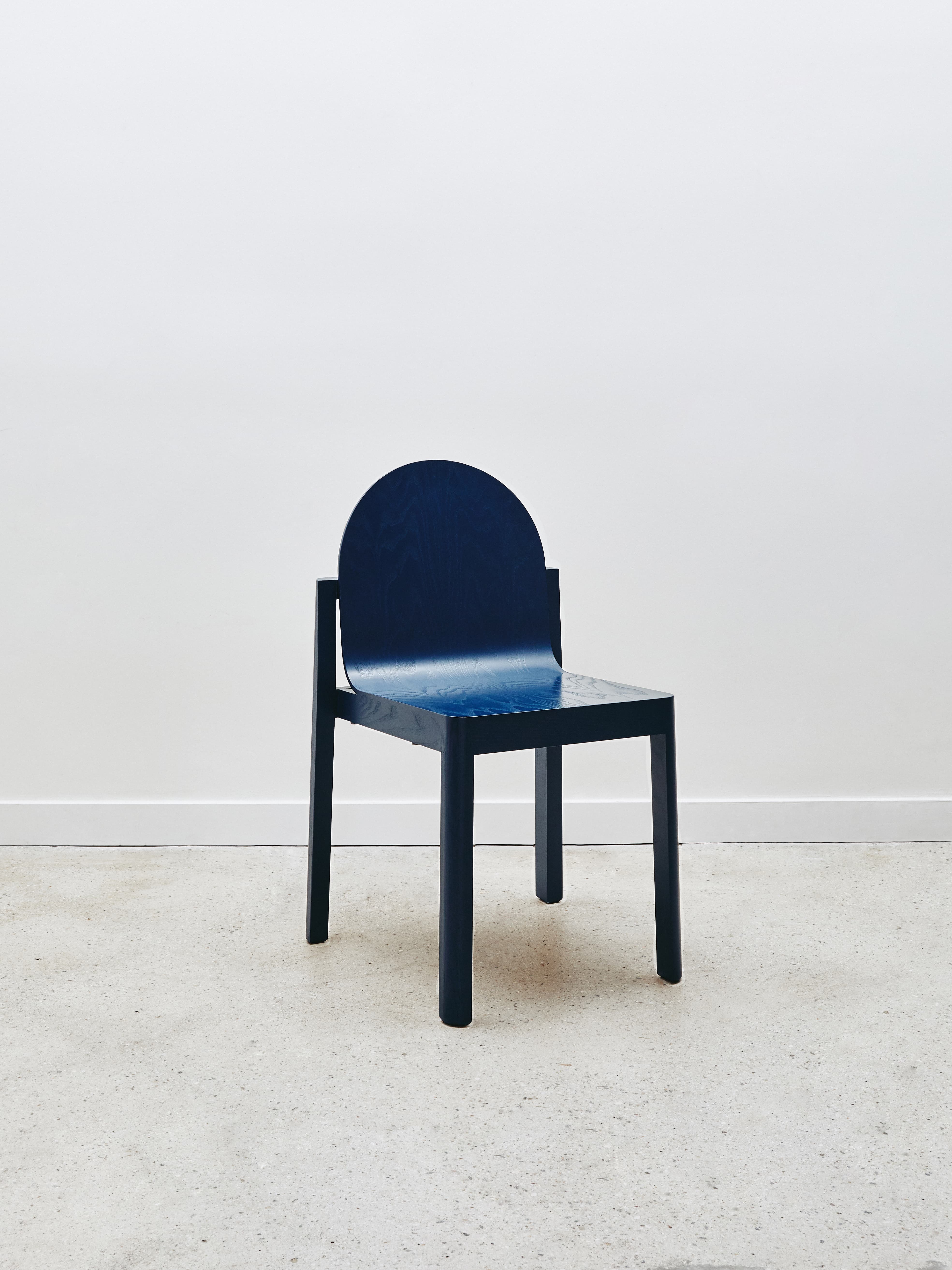 Dims. Cleo Chair by Stine Aas in Fjord Blue.