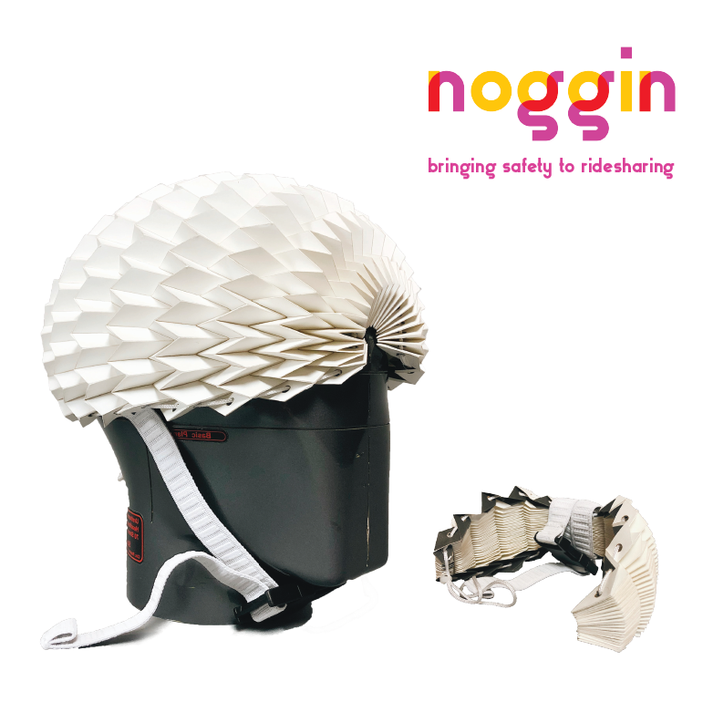 Noggin origami-inspired foldable helmet design