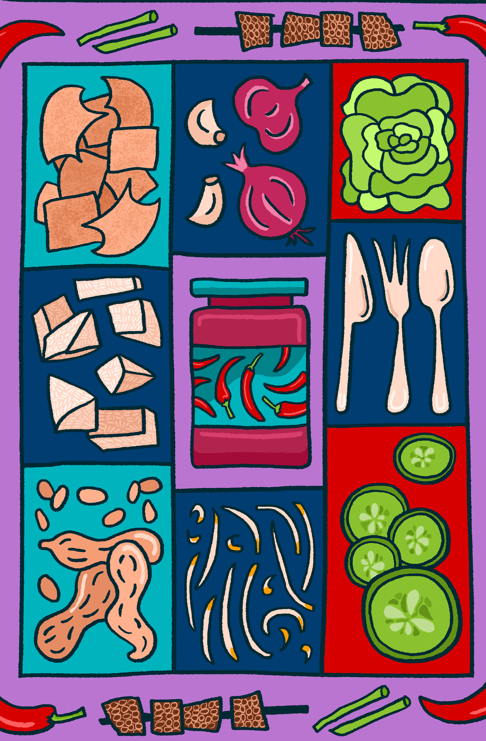 Vegan Gado Gado. Digital illustration.