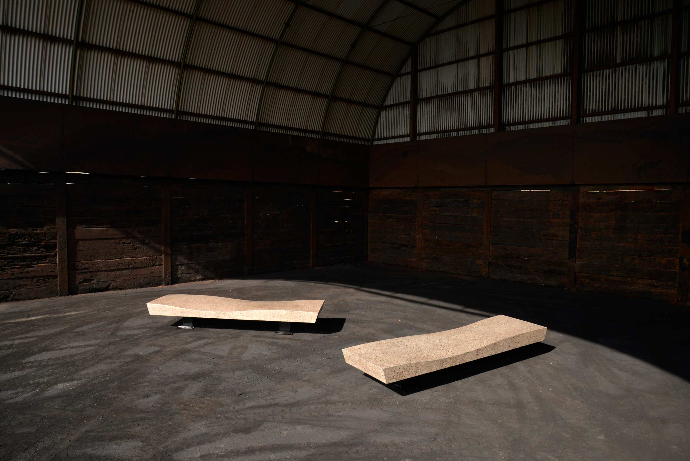 Public objects/seats made out of the waste from coalmining in The Netherlands (Kerkrade)