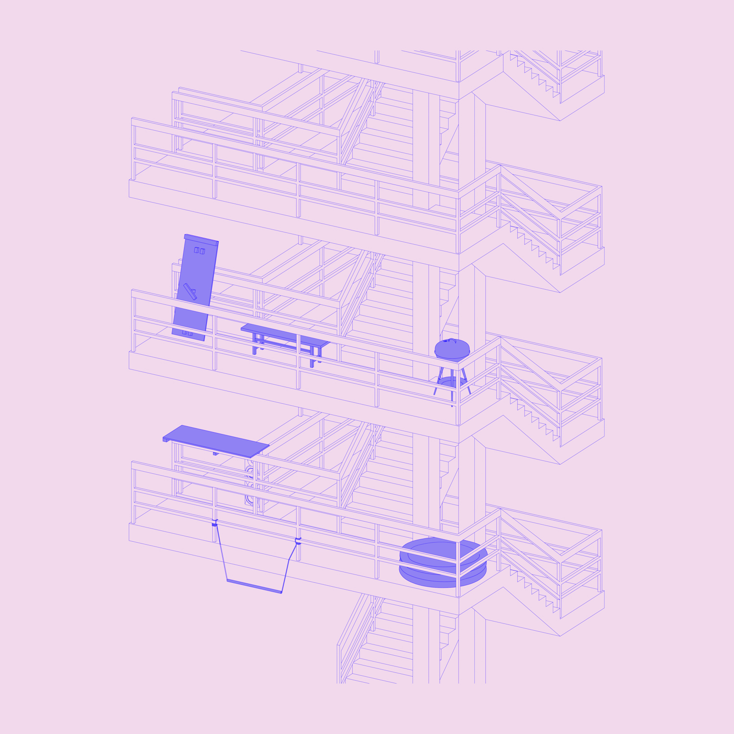 Drawing of Ad-hoc Interventions on a Staircase